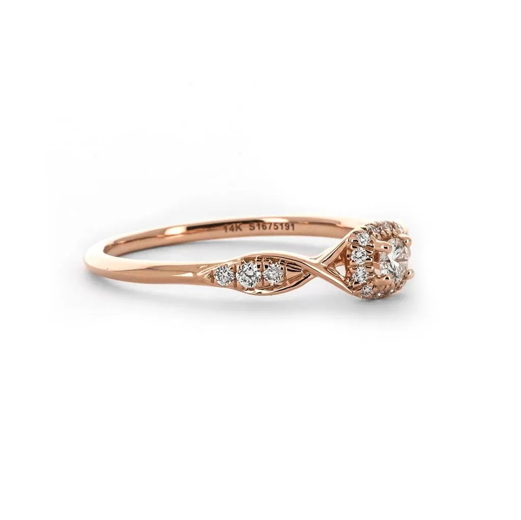 0.22ctw Diamond Engagement Ring   Halo Twist