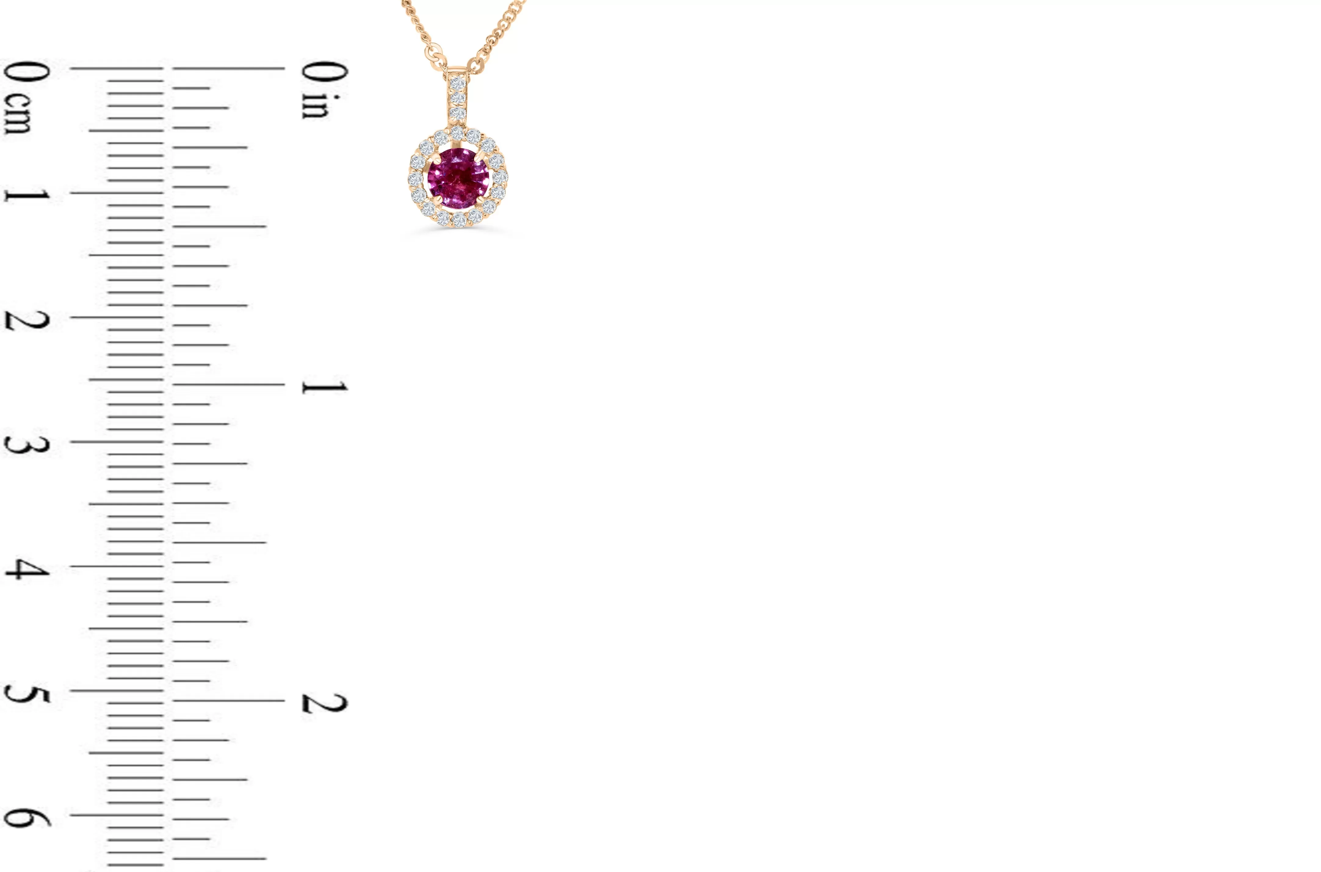 0.78 CT Round Cut Pink Sapphire Diamond Pendant 0.21 CT TW 14K Rose Gold PSPEN001