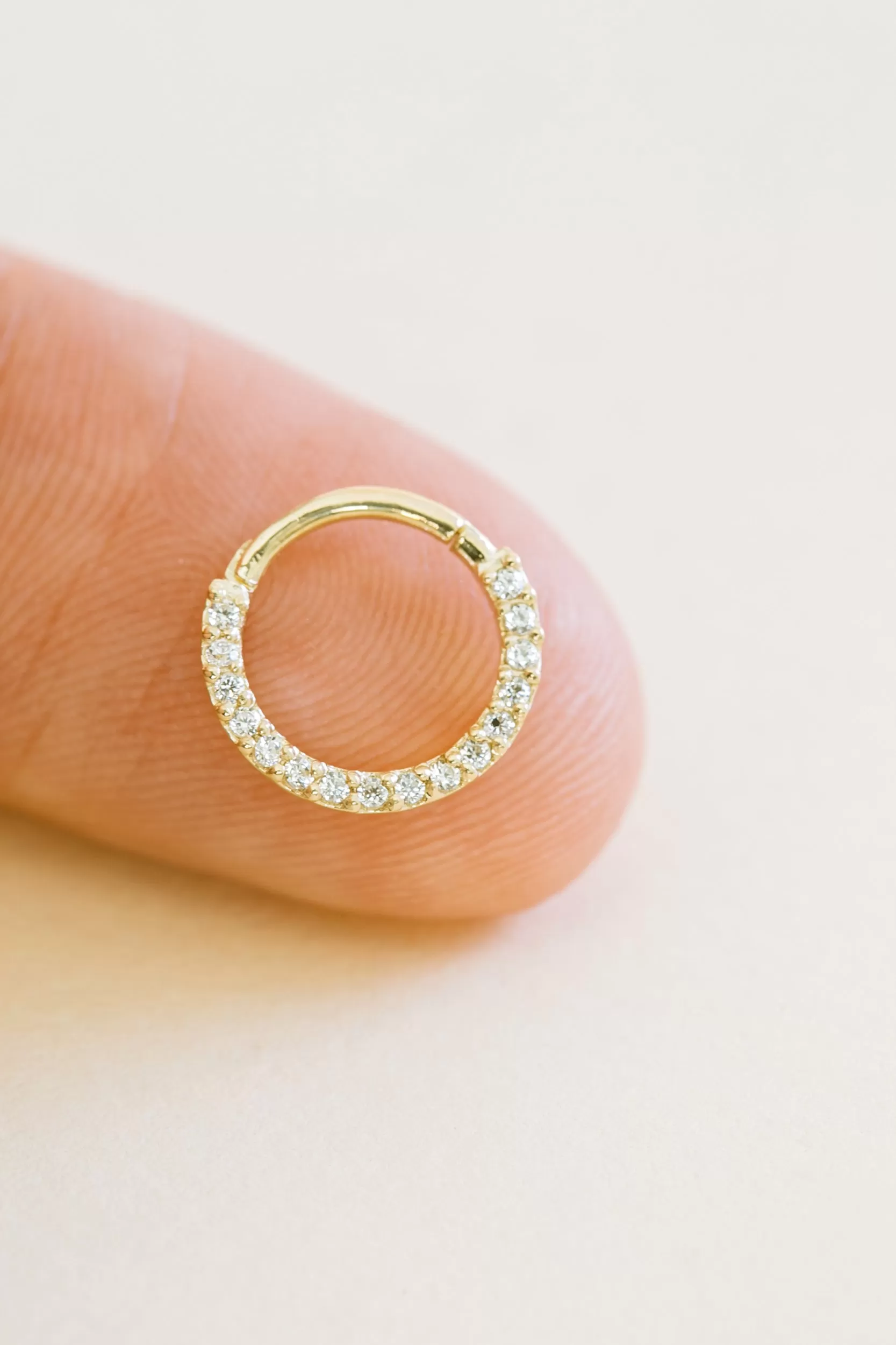 14k 18k Solid Gold Jewelry Cz,Moissanite,Lab,Genuine Diamond Daith Nose Clicker Hoop Ring Earring