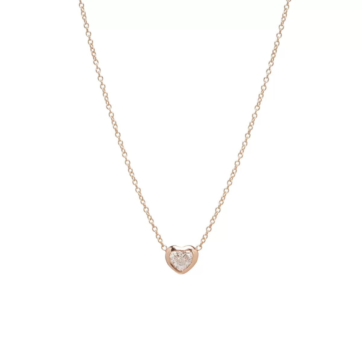 14k Floating Heart Shaped Diamond Necklace