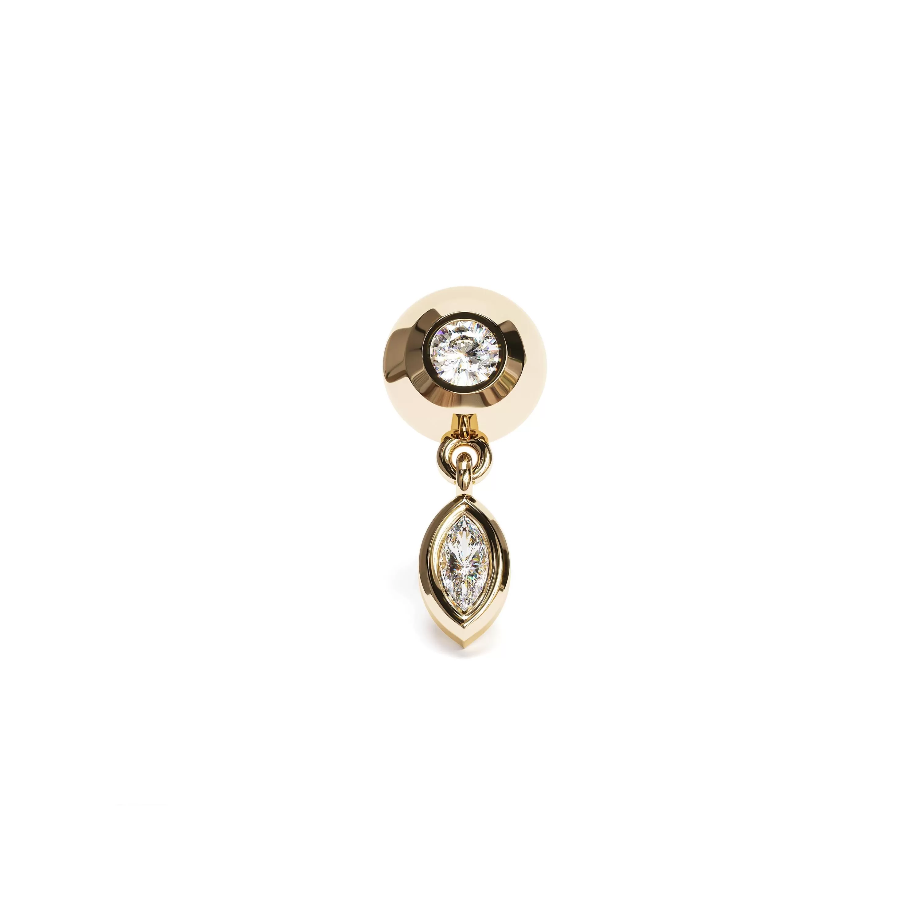 14K Gold Marquise Diamond Dangle Stud