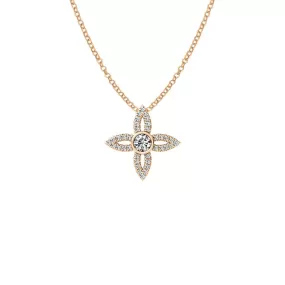 14k Rose Gold 0.50ct Diamond Cluster Flower Necklace