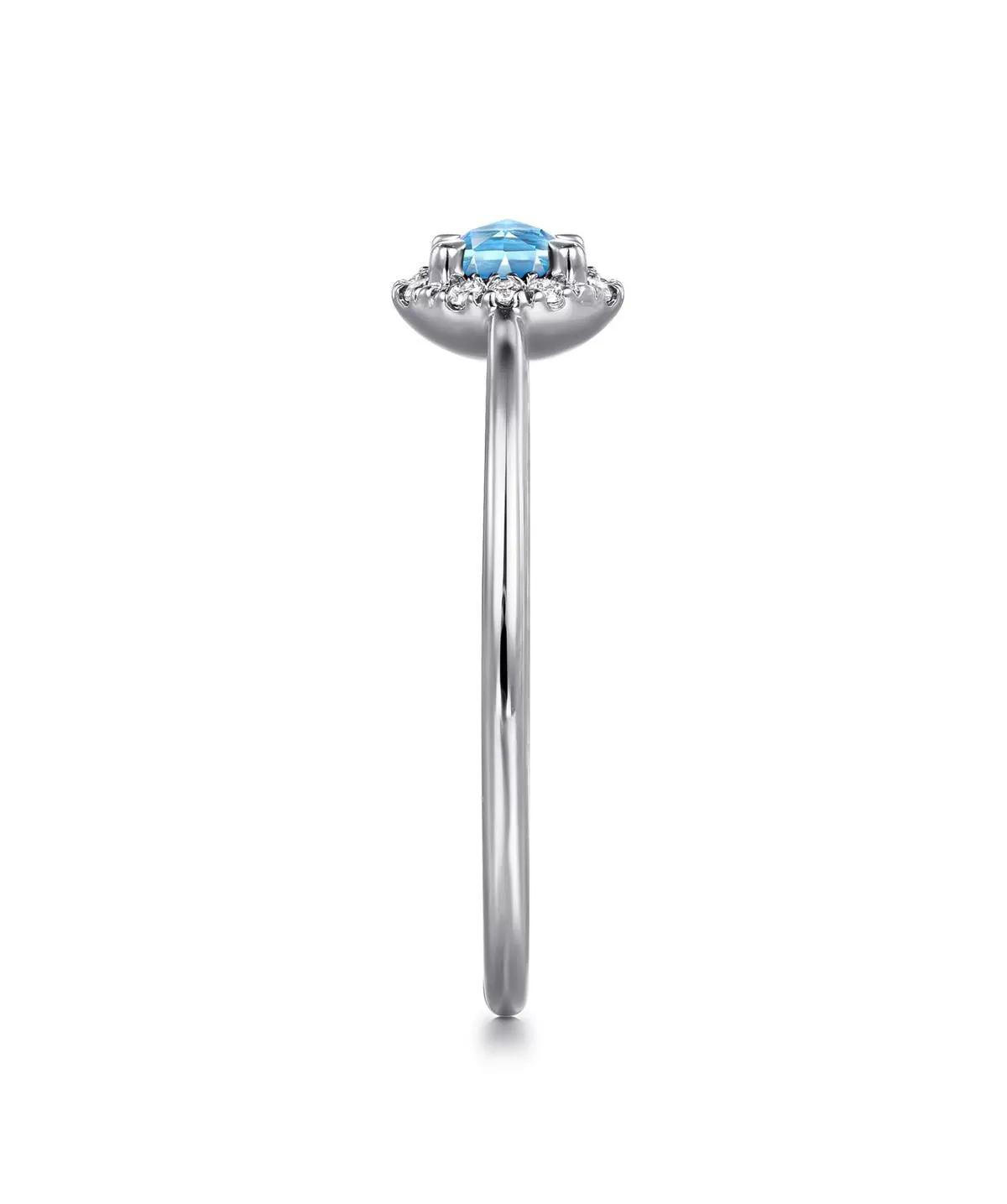 14K White Gold Blue Topaz and Diamond Halo Promise Ring