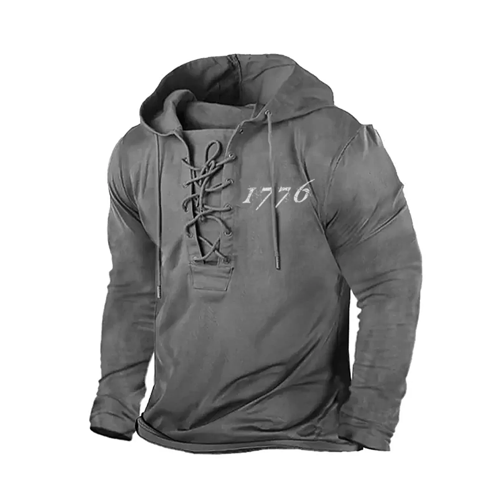 1776  BANDAGE GRAPHIC PULLOVER COTTON HOODIE