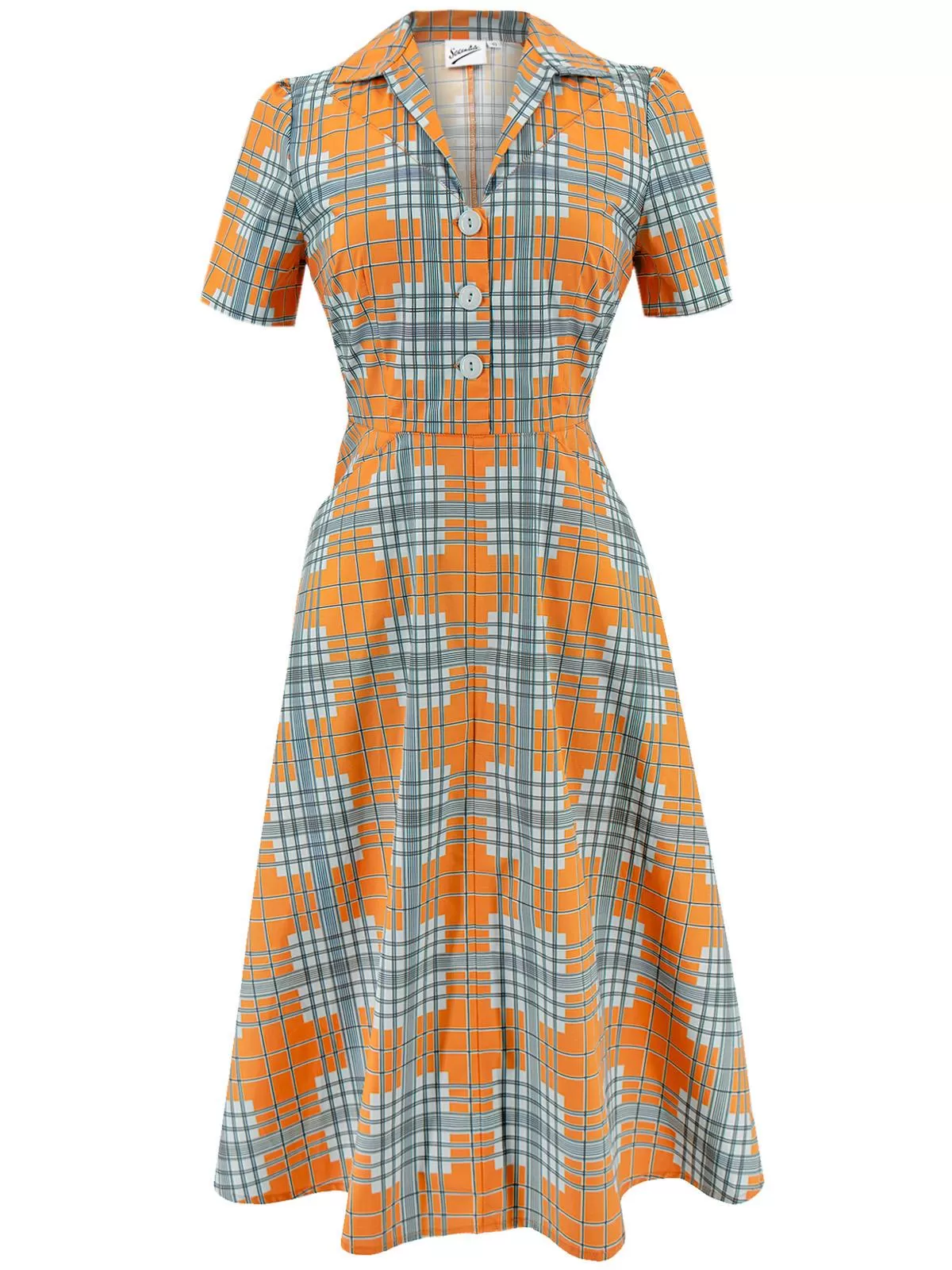 1940s Vintage Melody Shirtwaist Dress in Gridlock