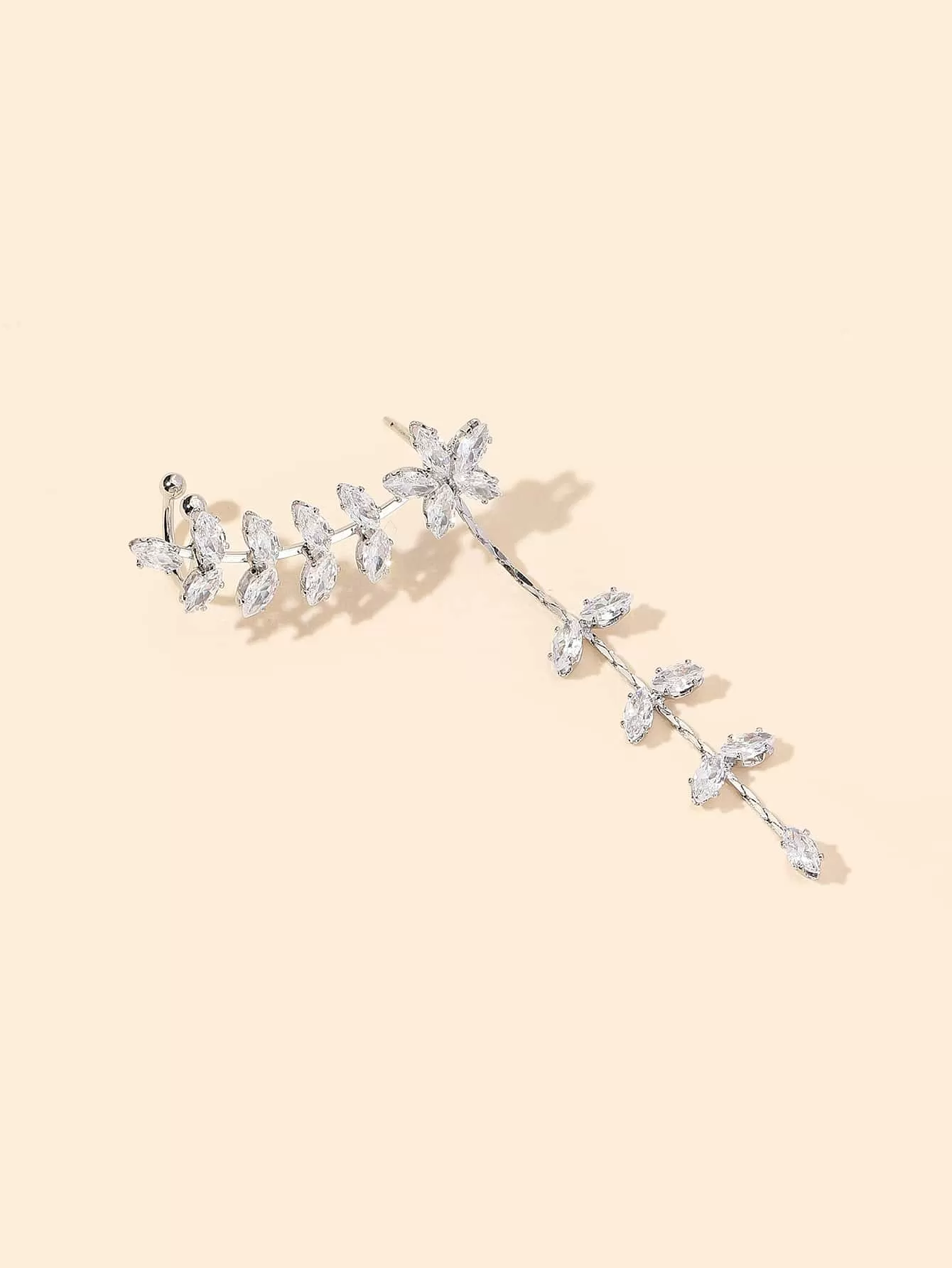 1pc Cubic Zirconia Flower Decor Drop Earring