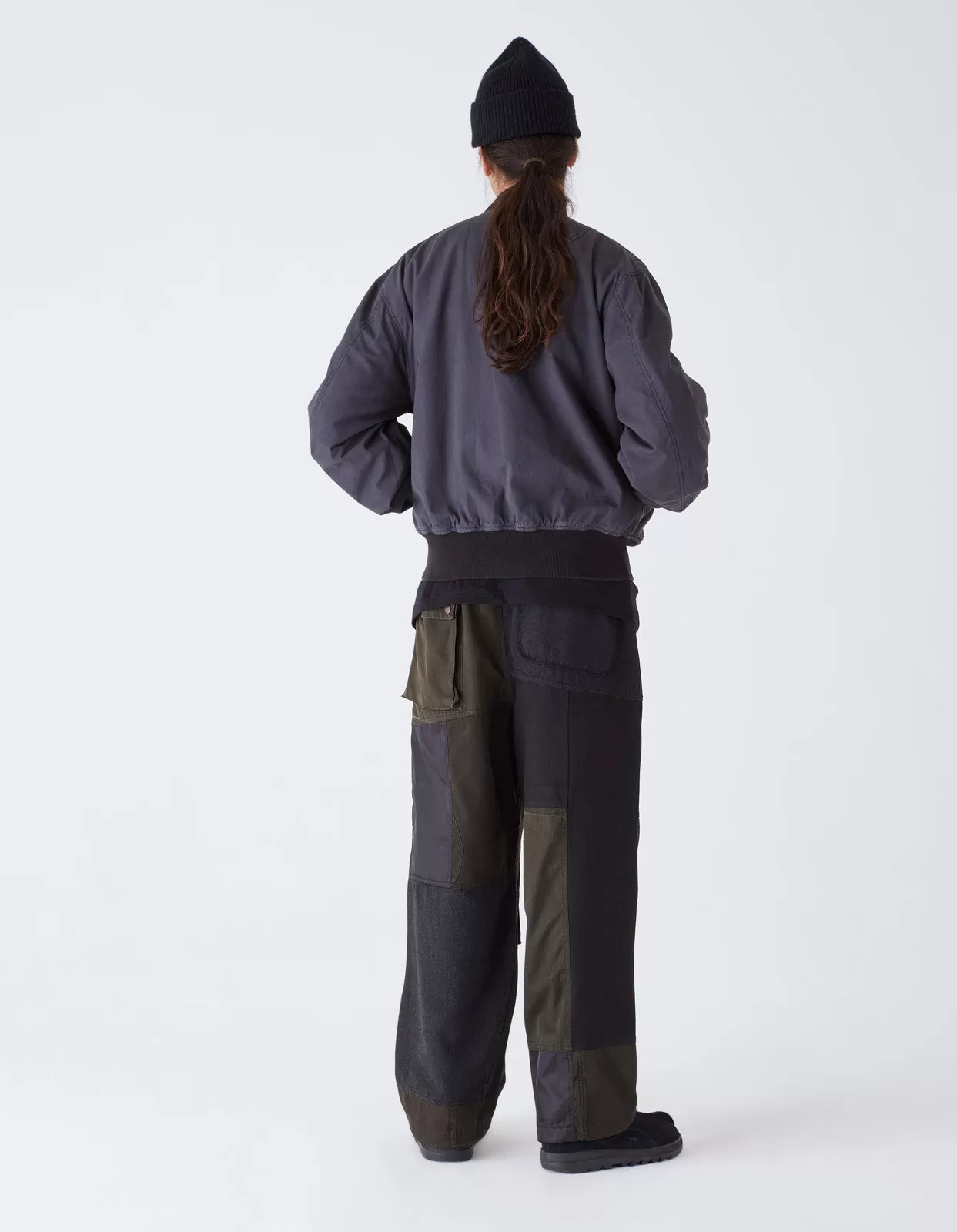 4277 Upcycled M65 Loose Cargo Pants Black O/D