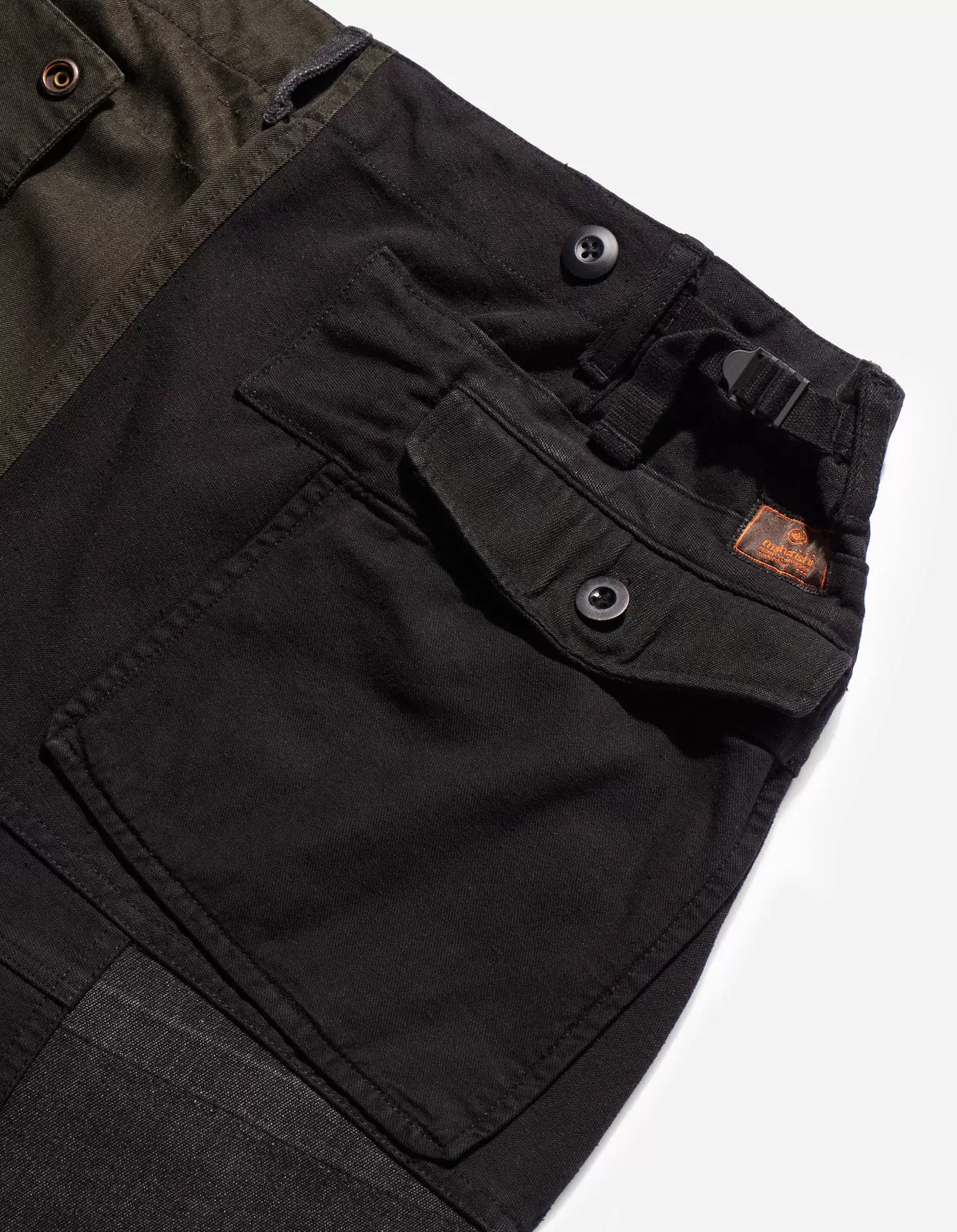 4277 Upcycled M65 Loose Cargo Pants Black O/D