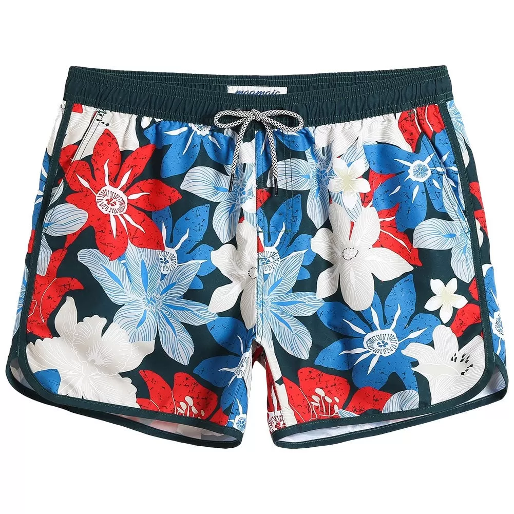 4.5 Inch Inseam Vintage Flower Swim Trunks