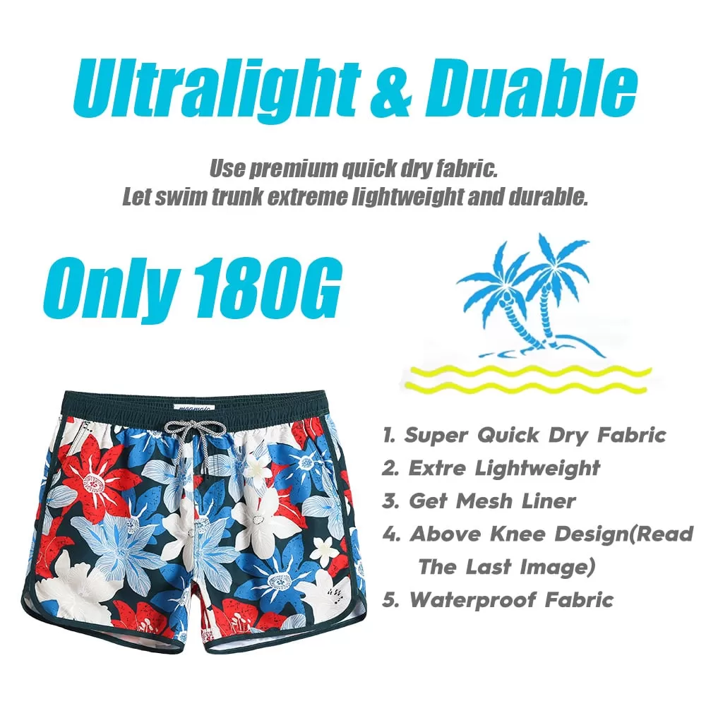 4.5 Inch Inseam Vintage Flower Swim Trunks