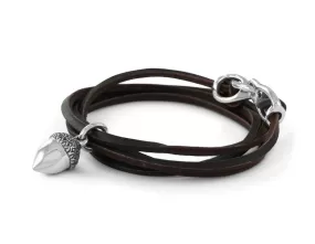 Acorn Leather Bracelet - Silver