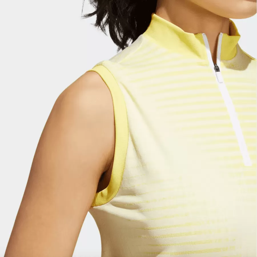 Adidas Ladies Primeknit Sleeveless Golf Polo Shirt - Yellow