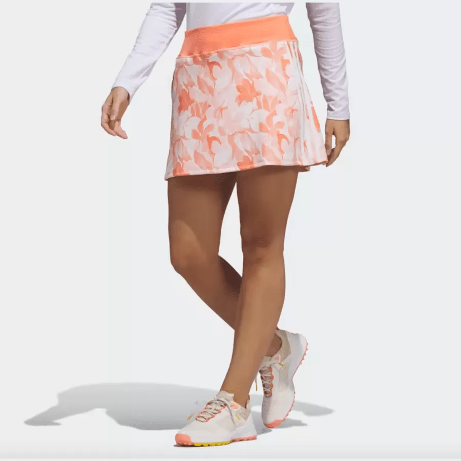 Adidas Orange Floral 15-Inch Golf Skort