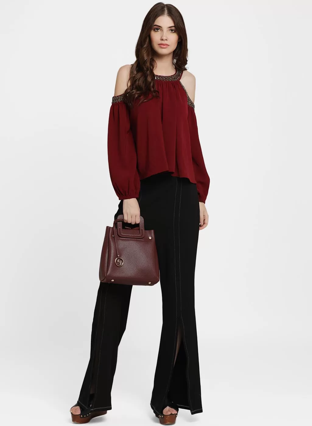 Adriana Embellished Cold Shoulder Top