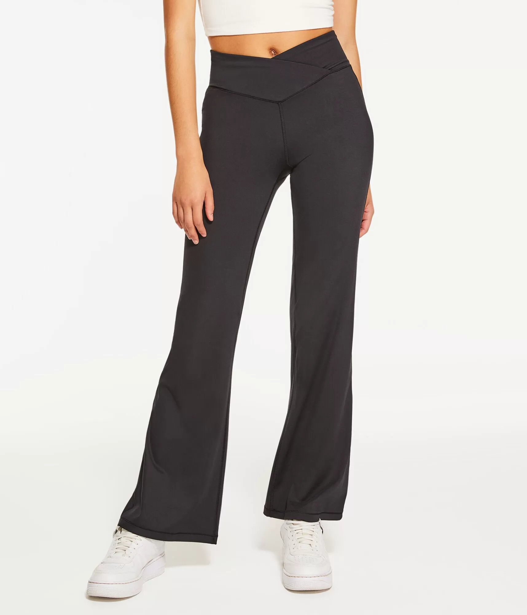 Aeropostale Womens' Flare Flex Crossover High-Rise Pants -  - Size L - Polyester - Teen Fashion & Clothing Black