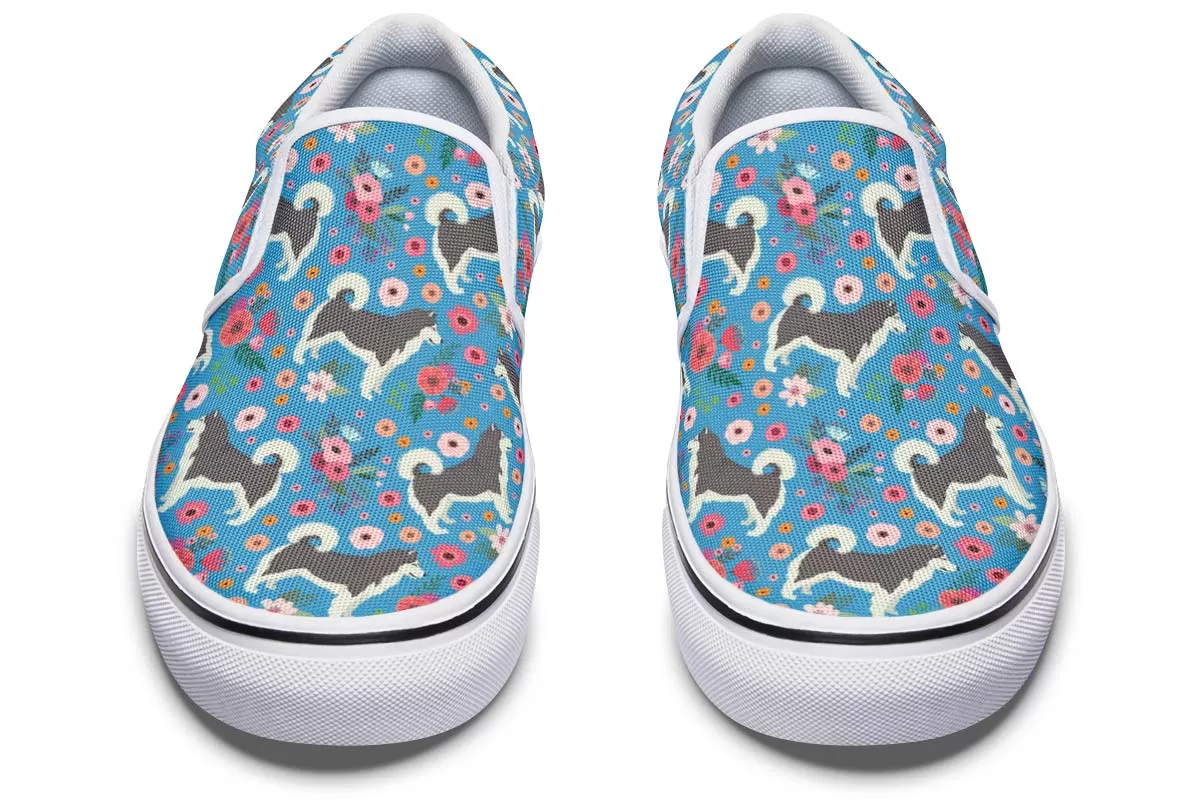 Alaskan Malamute Flower Slip-On Shoes