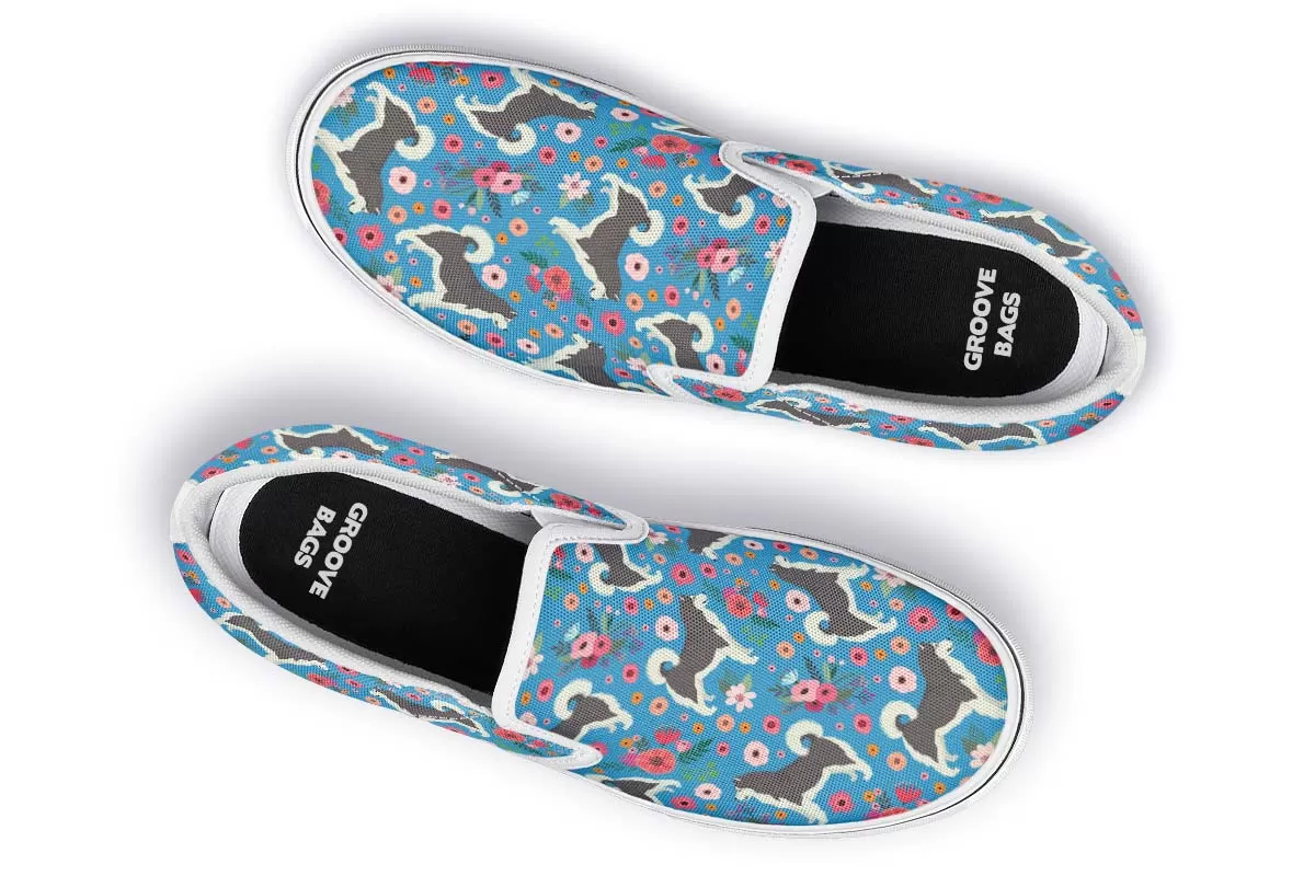 Alaskan Malamute Flower Slip-On Shoes