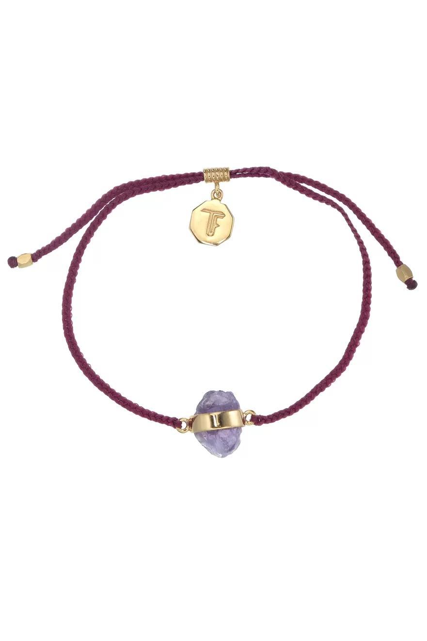 Amethyst Crystal Bracelet | Burgundy - Gold