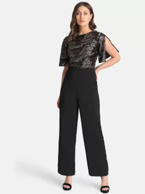 Animal Print Pattern Sequin Jumpsuit