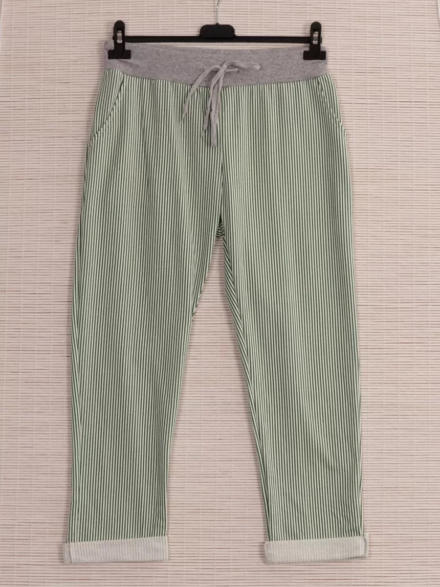 Anne   Kate Italian Ragusa Stripe Green Pants 10-12