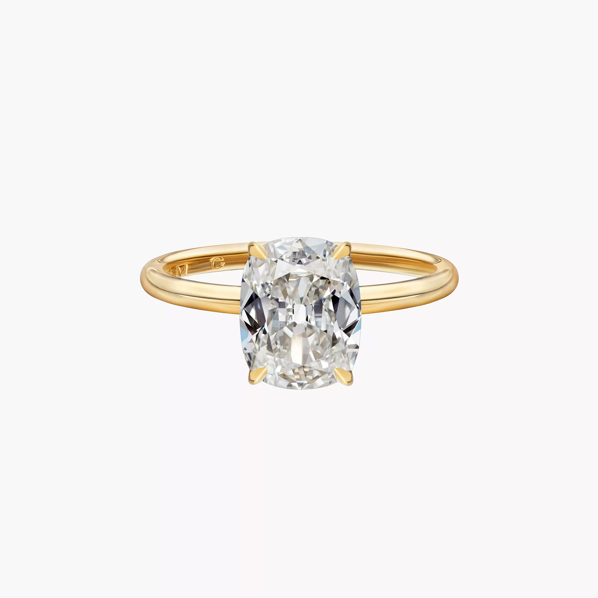 Antique Cut Cushion Solitaire Engagement Ring