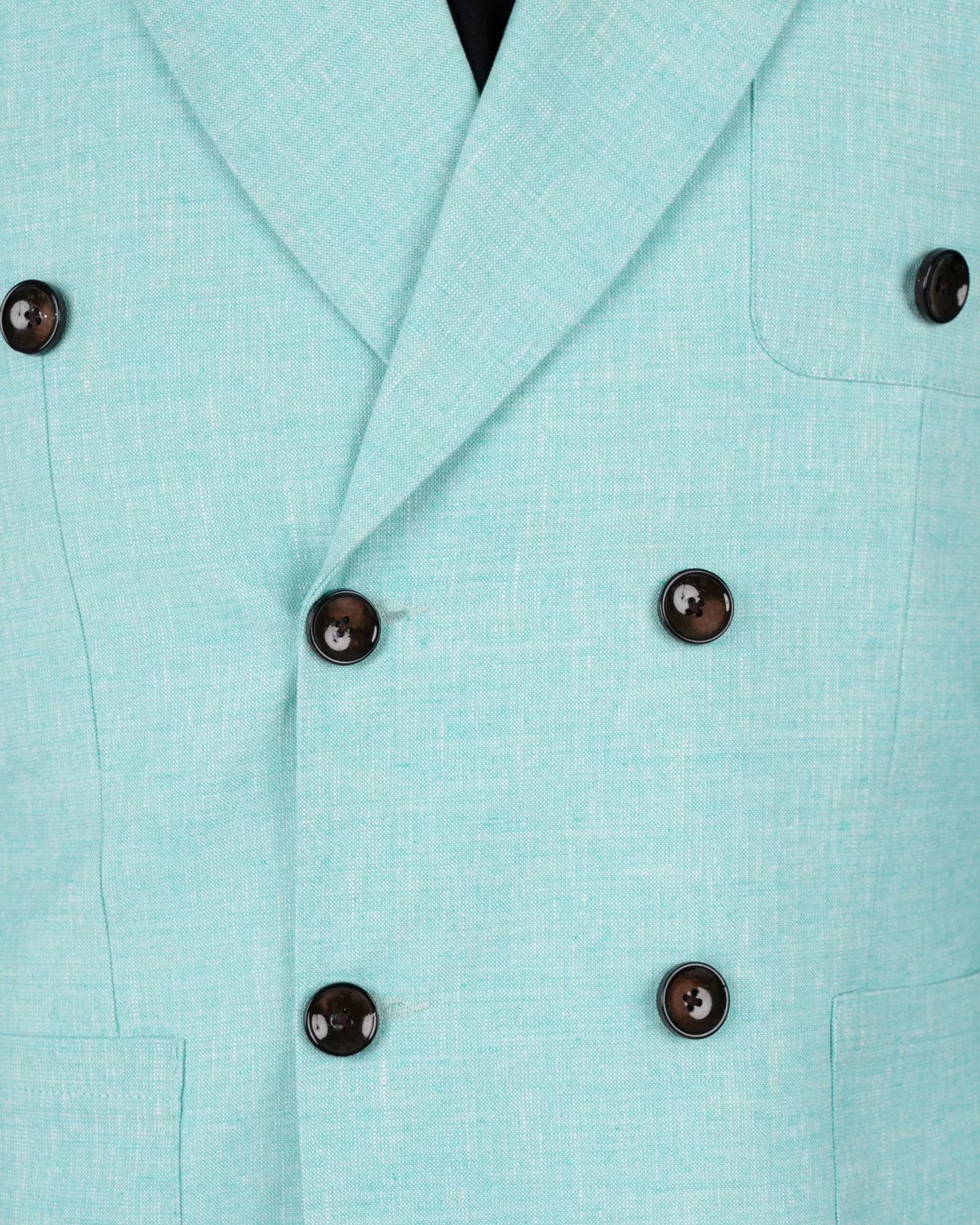 Aqua Island Blue Double Breasted Luxurious Linen Blazer