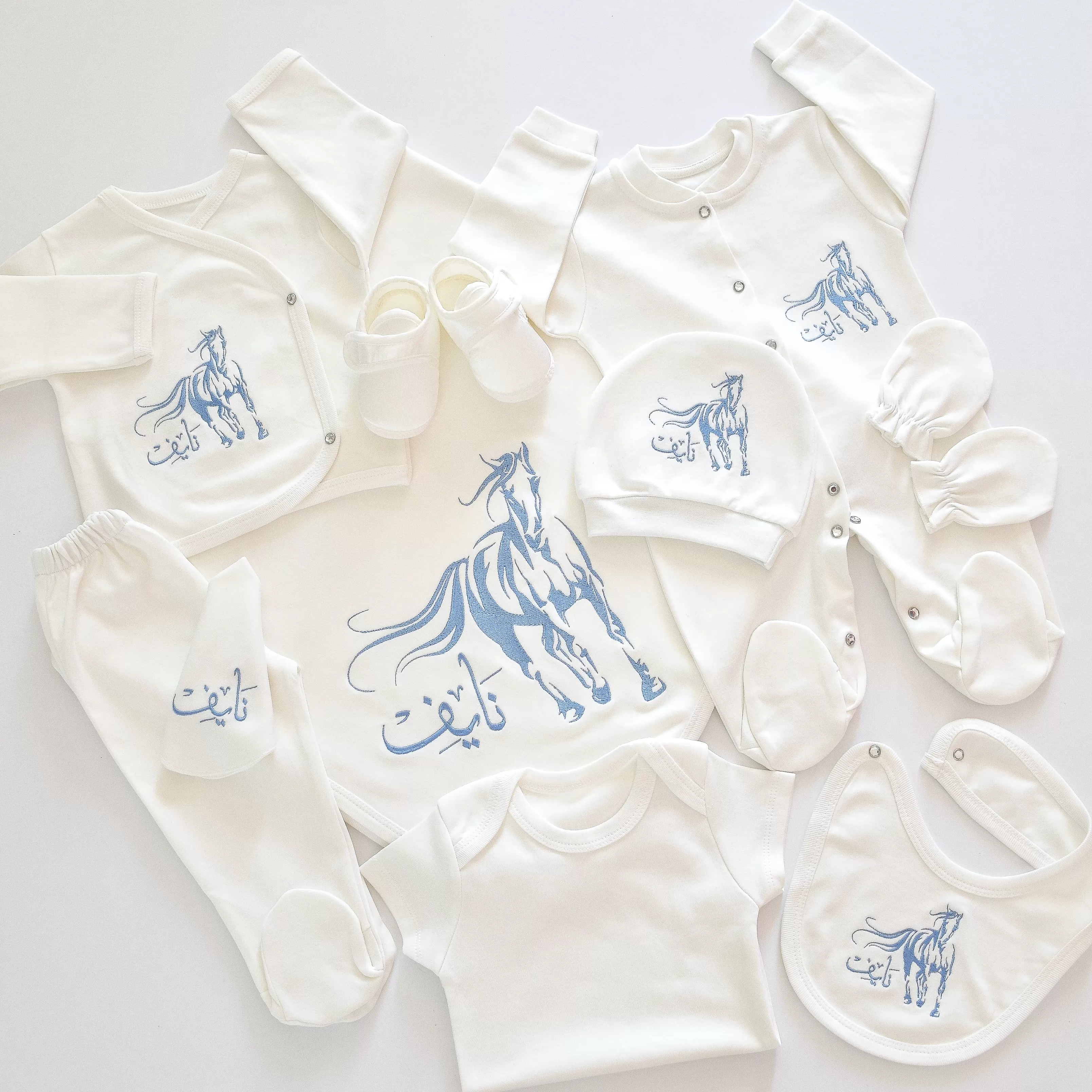 Arabian Horse Baby Boy Coming Home Embroidered Complete Set