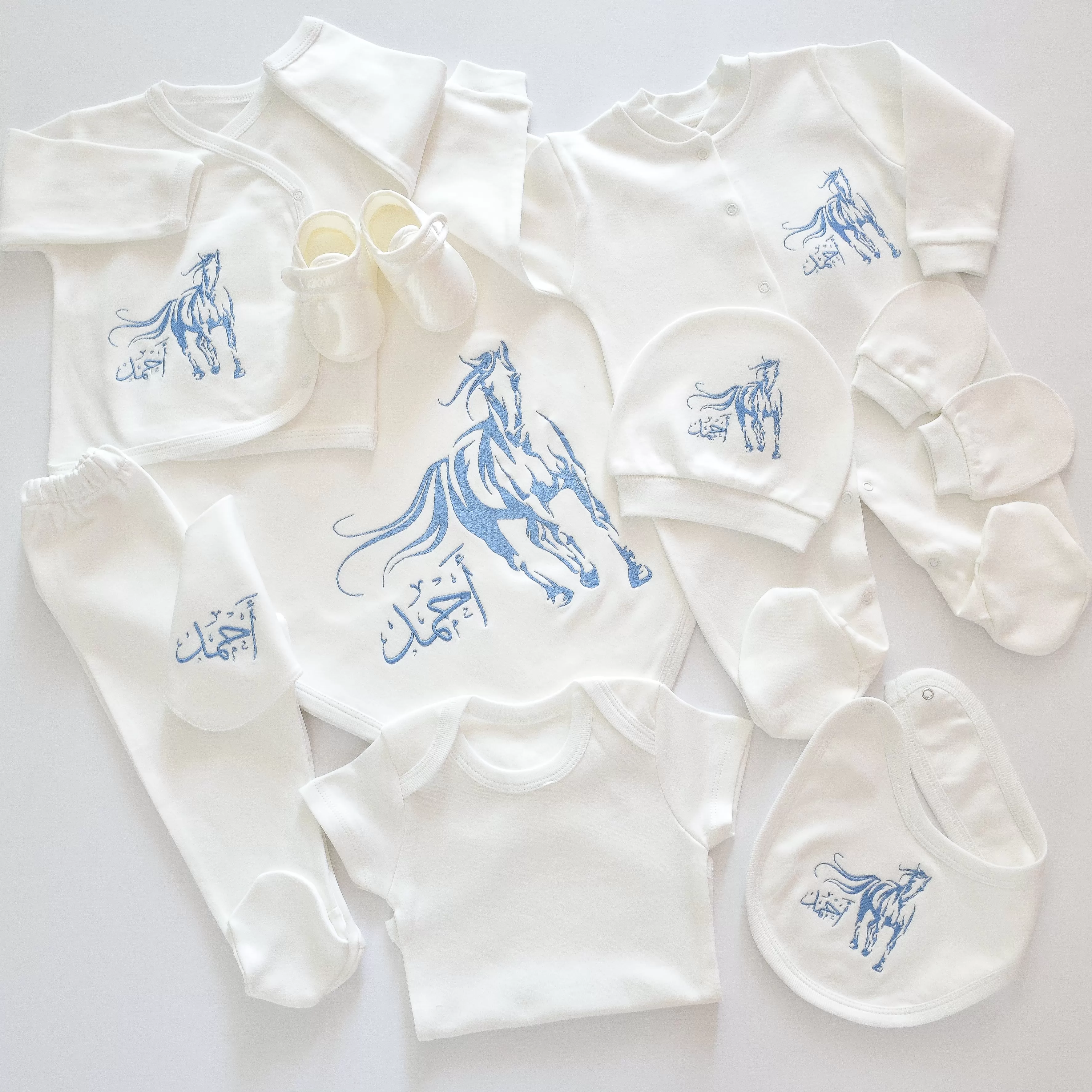 Arabian Horse Baby Boy Coming Home Embroidered Complete Set