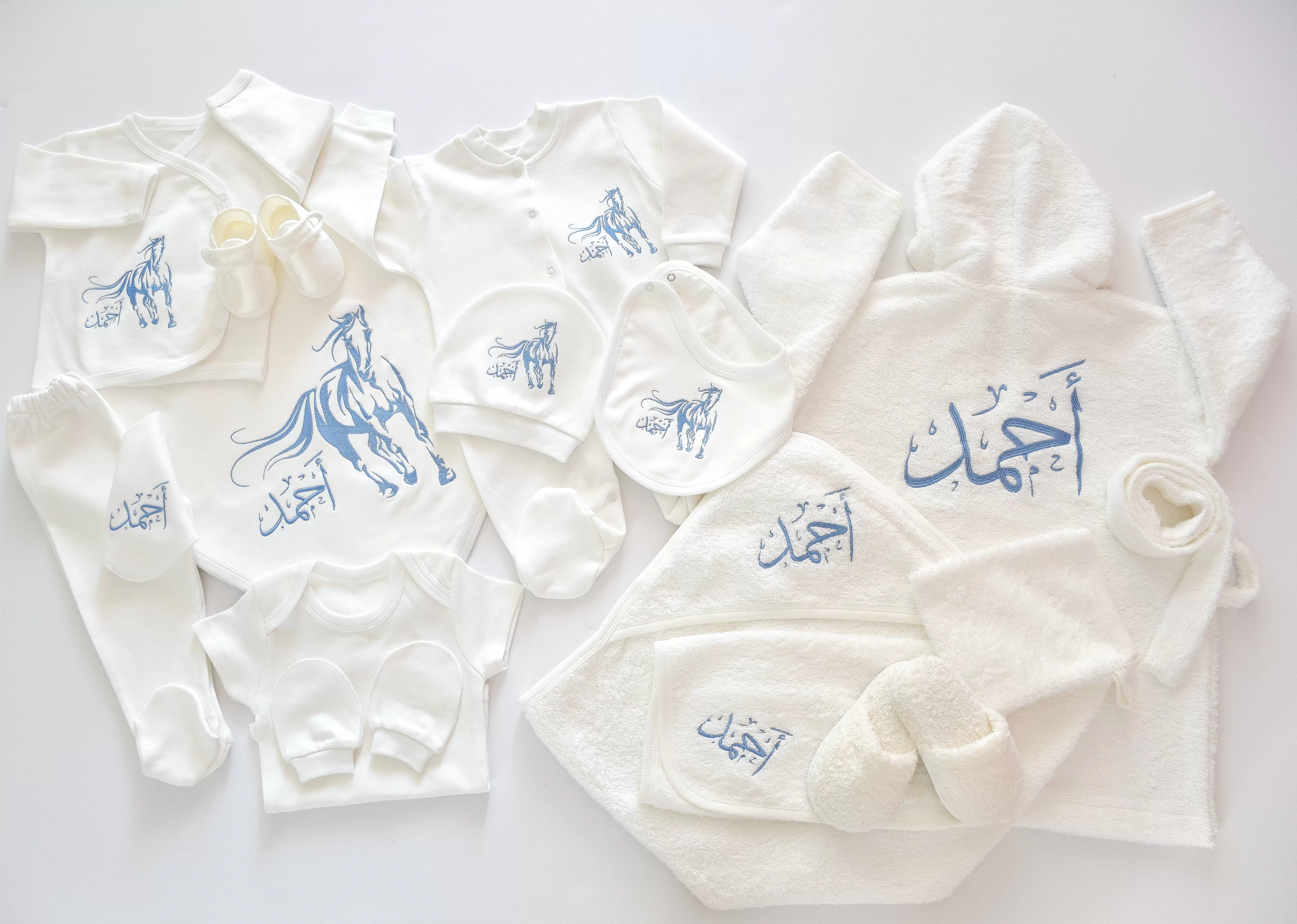 Arabian Horse Baby Boy Coming Home Embroidered Complete Set