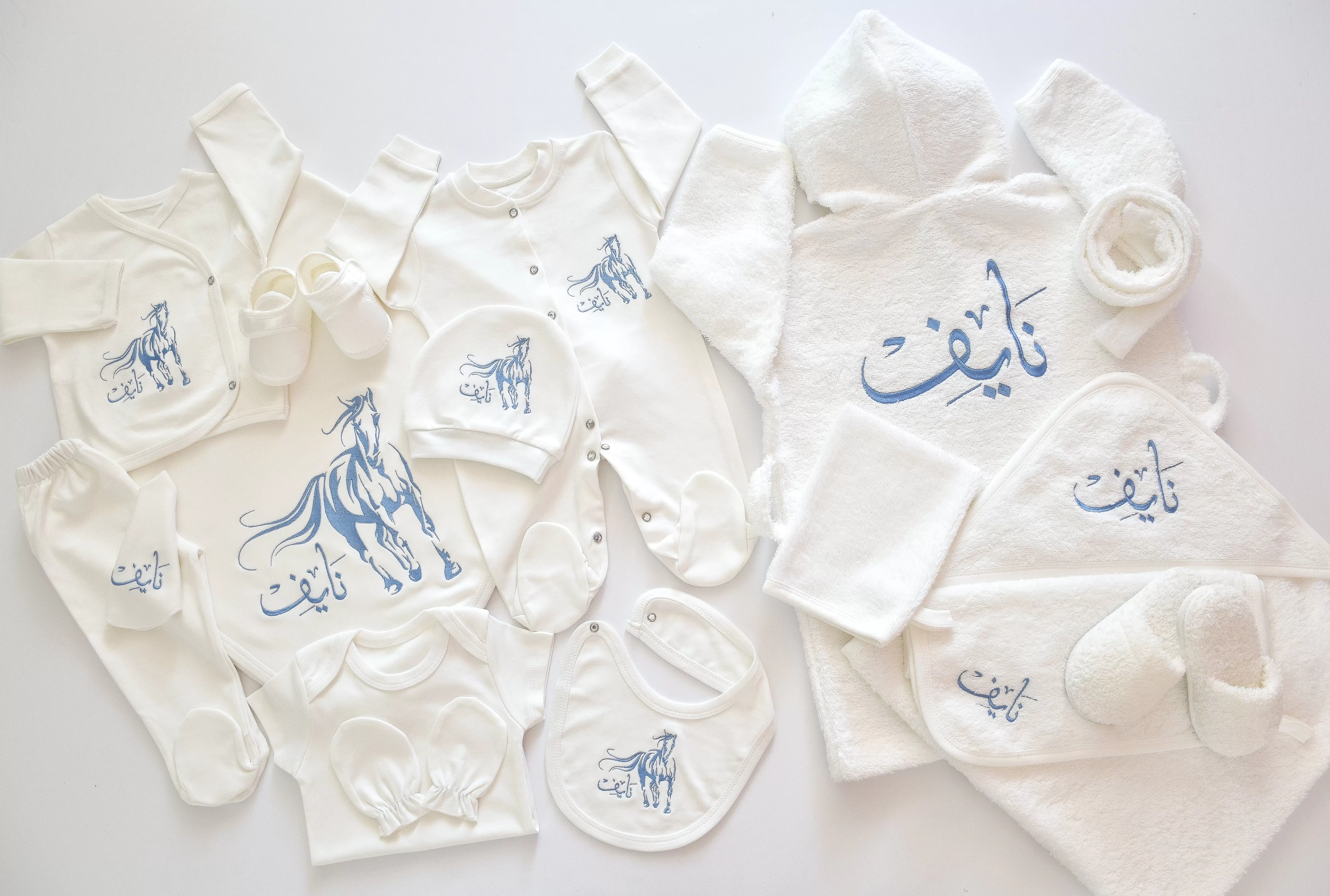 Arabian Horse Baby Boy Coming Home Embroidered Complete Set