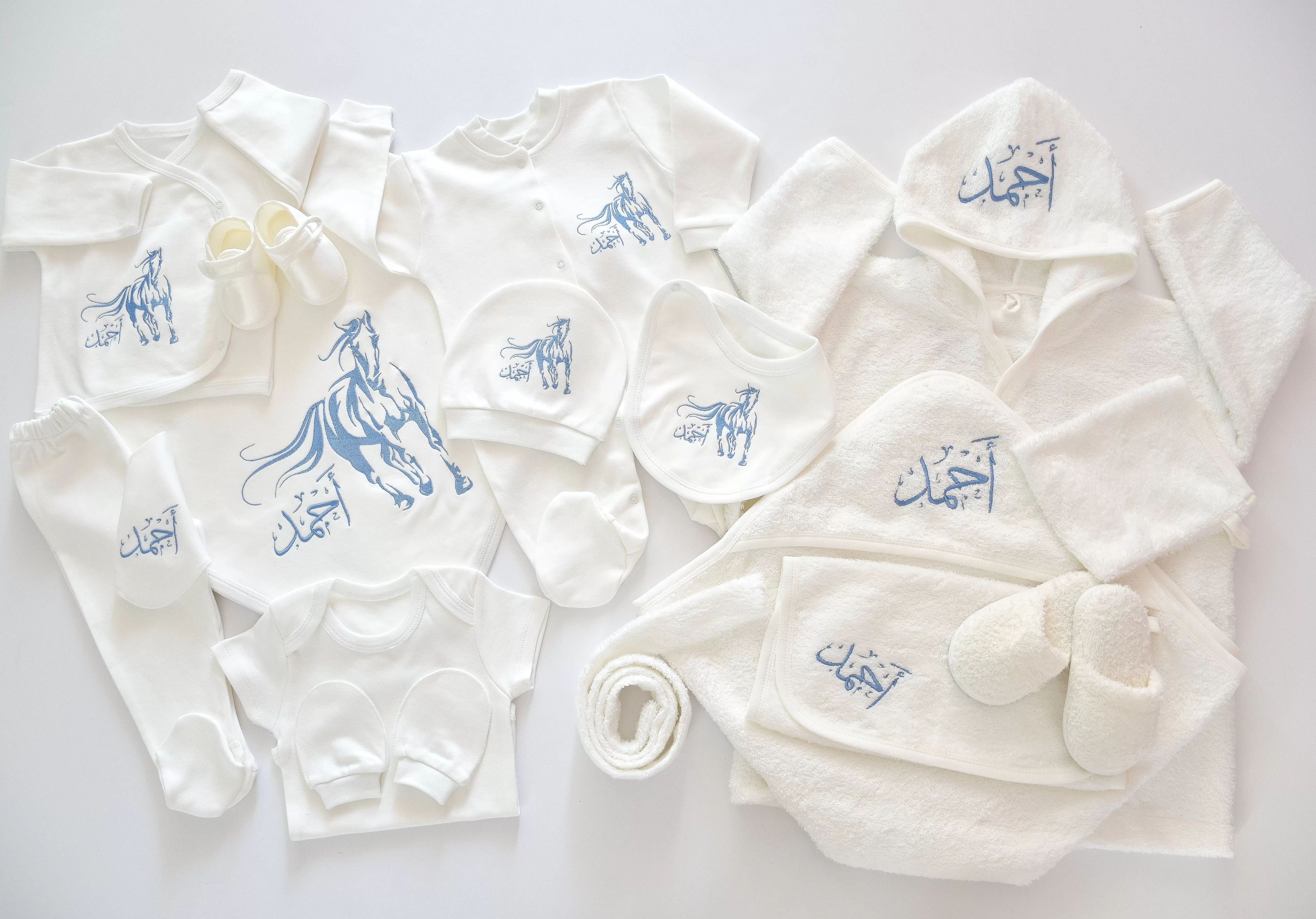 Arabian Horse Baby Boy Coming Home Embroidered Complete Set