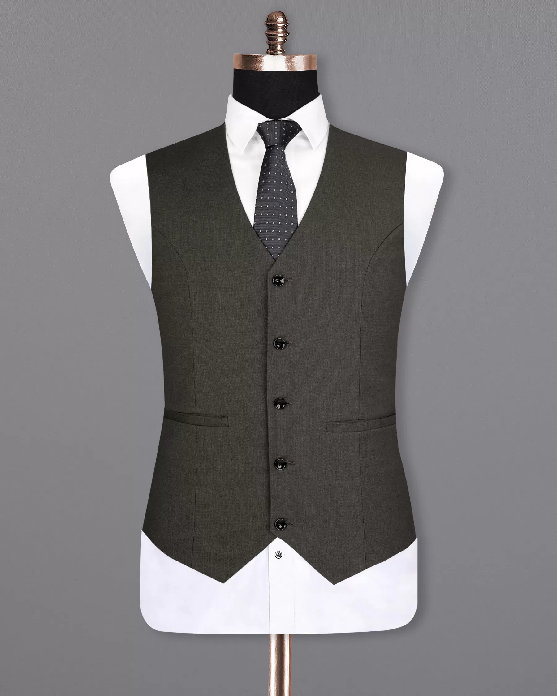 Armadillo Green Solid Premium Cotton Waistcoat