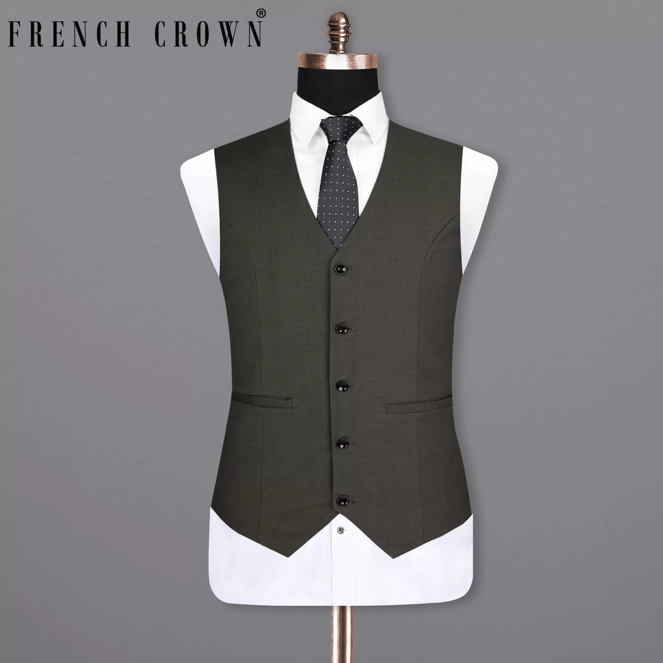 Armadillo Green Solid Premium Cotton Waistcoat