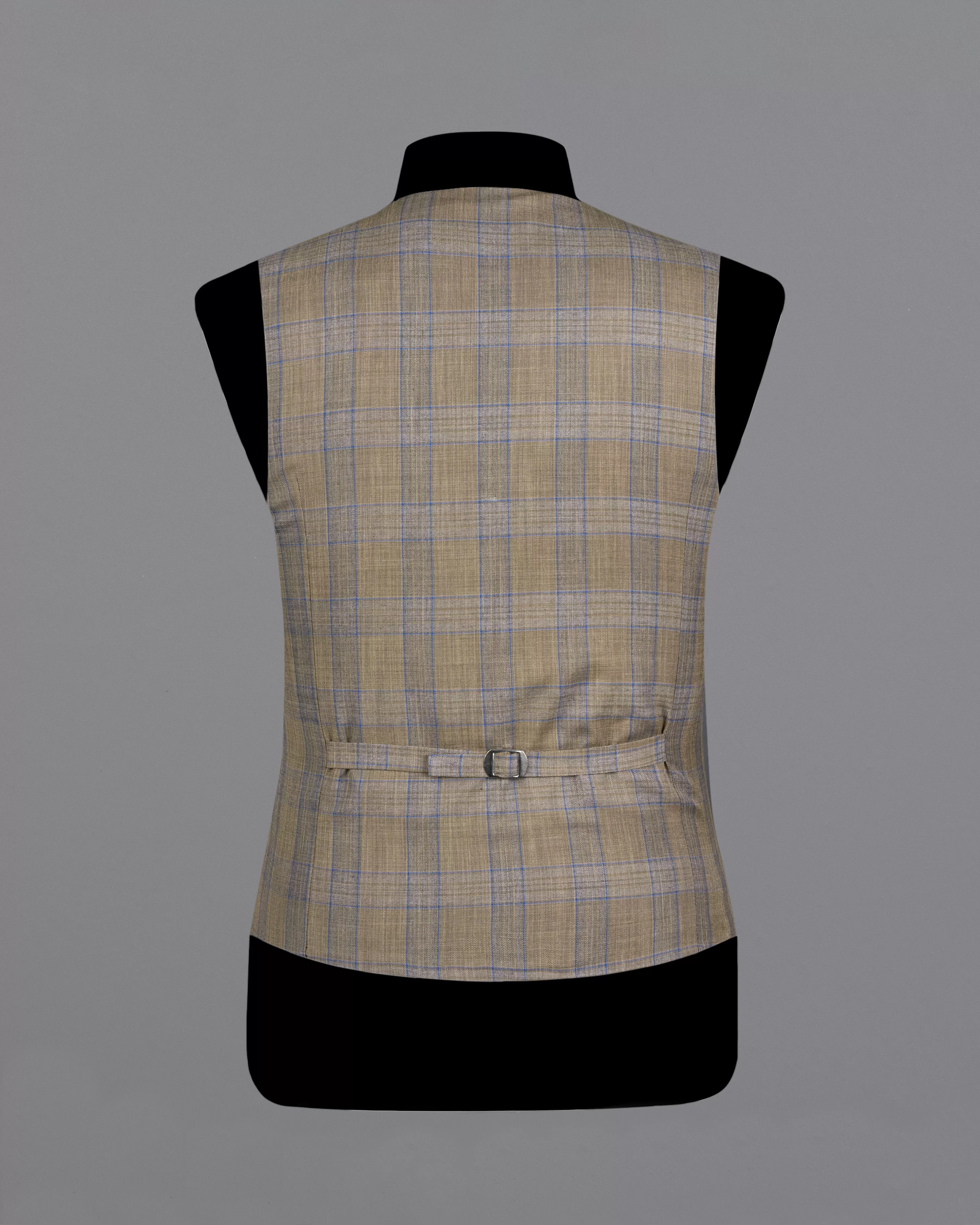 Arrowtown Brown with Azure Blue Plaid Waistcoat