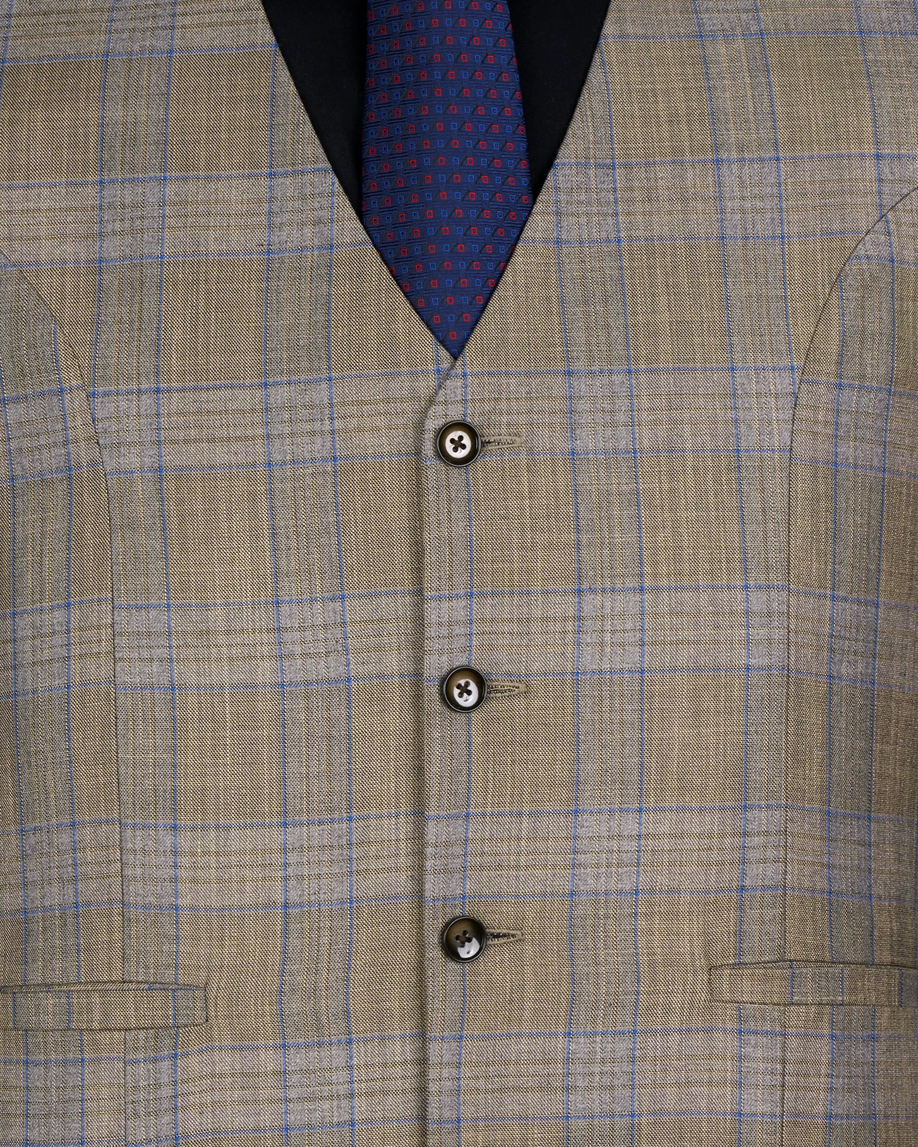 Arrowtown Brown with Azure Blue Plaid Waistcoat