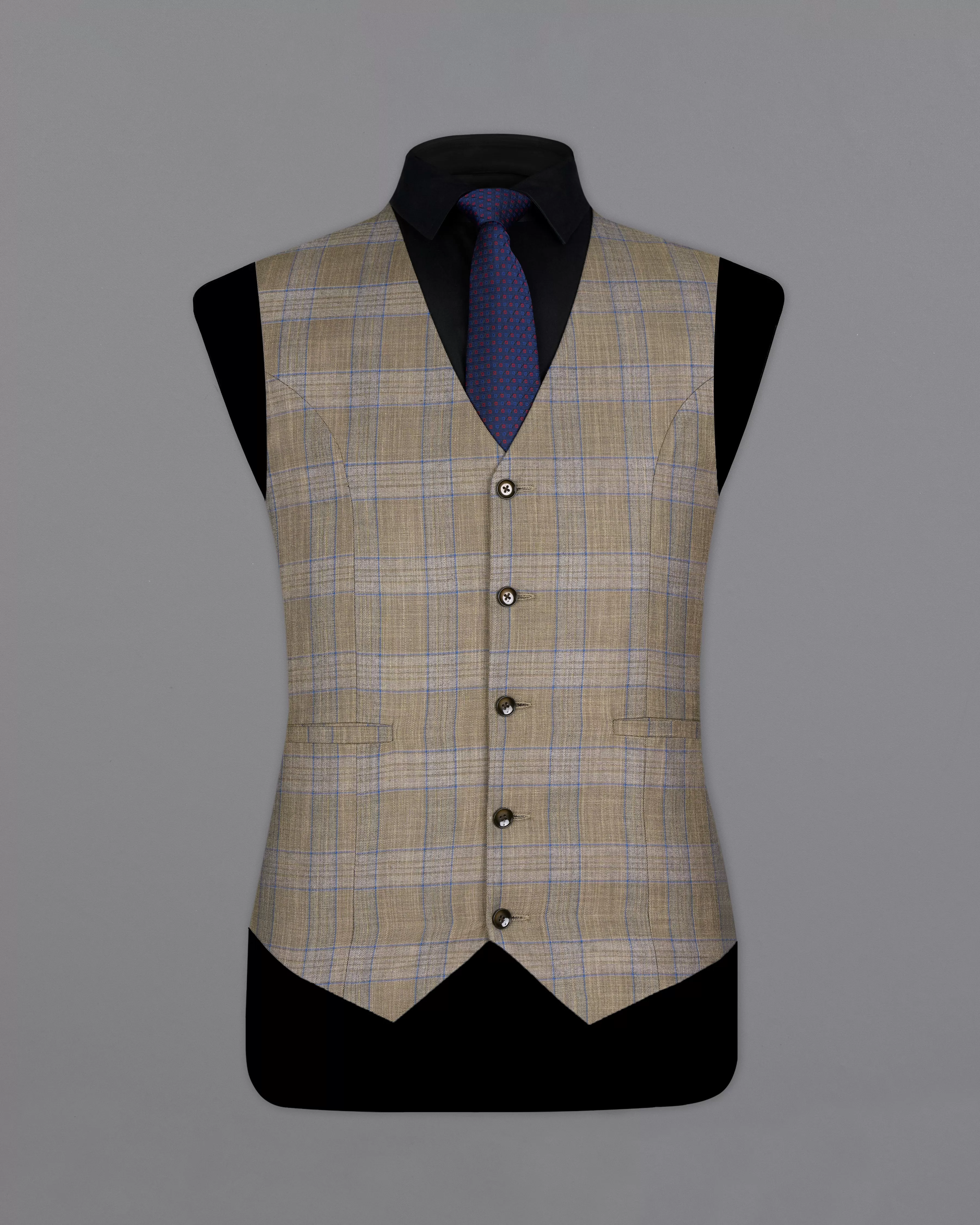 Arrowtown Brown with Azure Blue Plaid Waistcoat