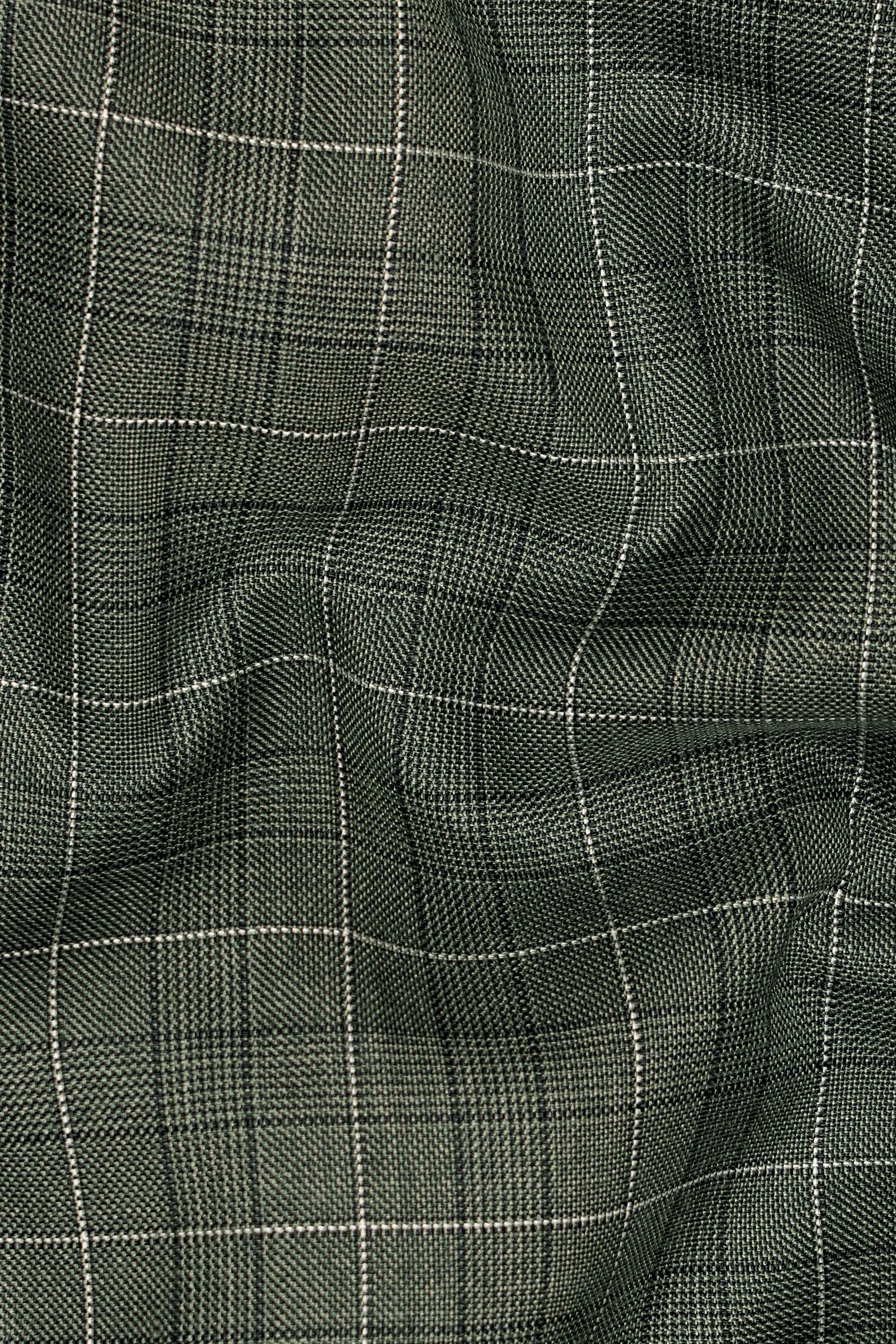 Artichoke Green Checkered Wool Rich Double Breasted Suit