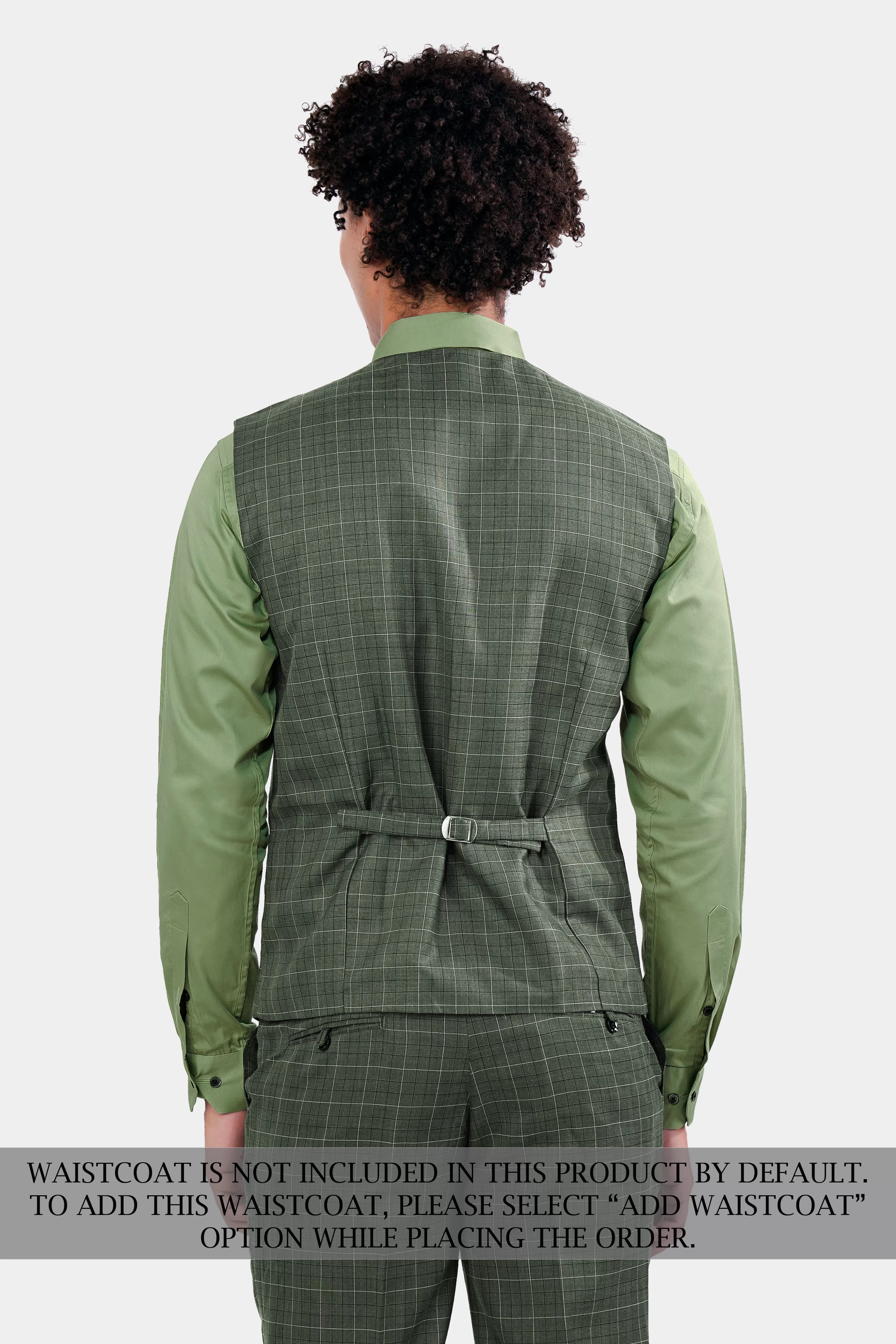 Artichoke Green Checkered Wool Rich Double Breasted Suit