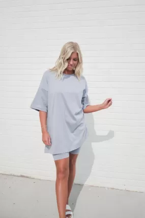 Ashley Oversized Top & Biker Shorts Set | Cloud