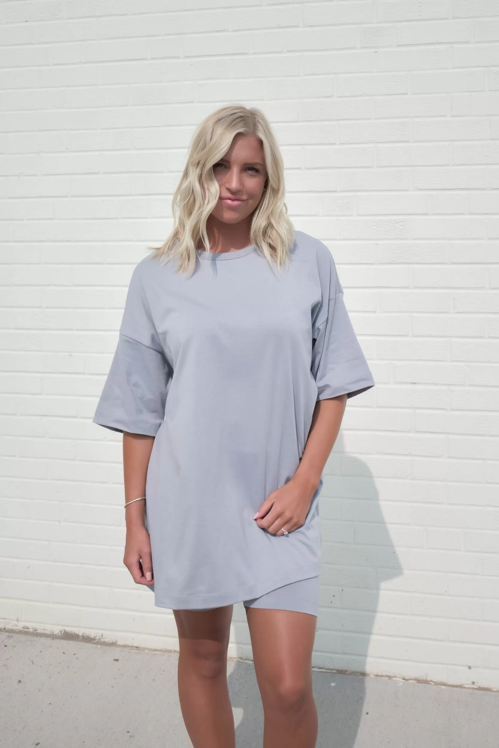 Ashley Oversized Top & Biker Shorts Set | Cloud