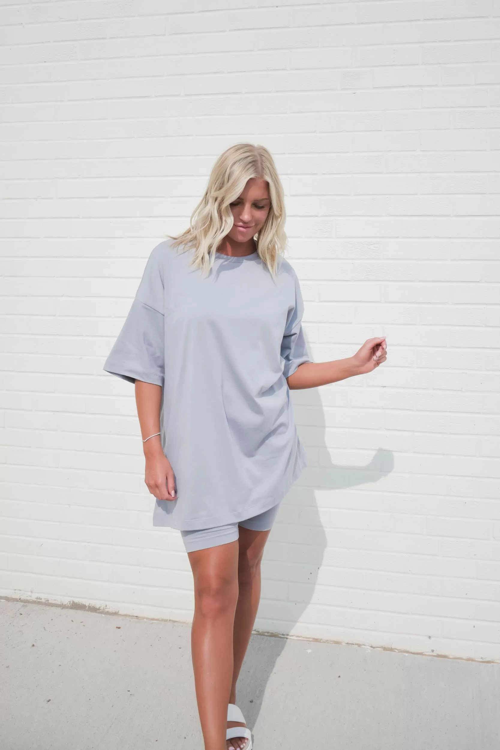 Ashley Oversized Top & Biker Shorts Set | Cloud