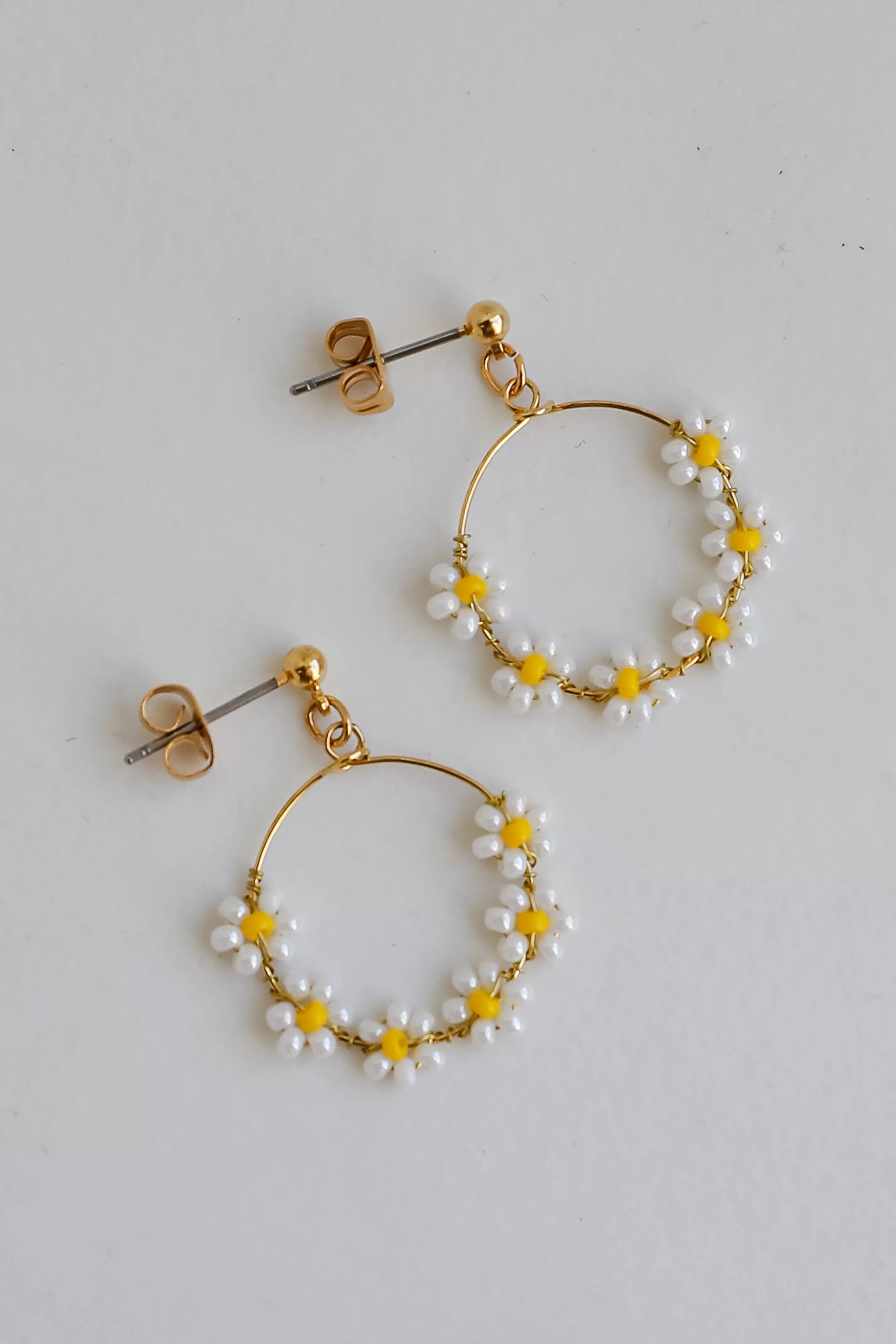 Avery Circle Beaded Flower Drop Earrings