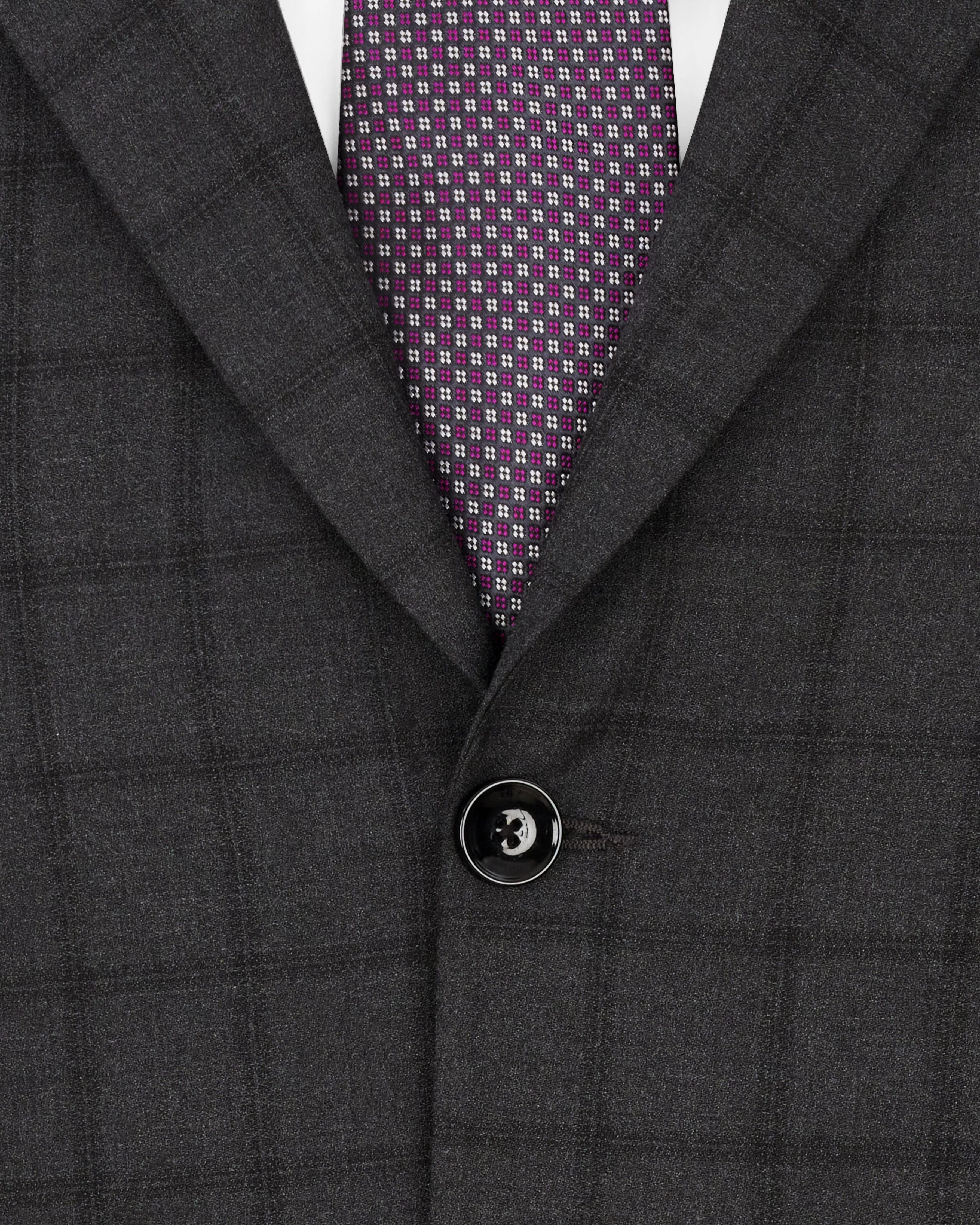 Baltic Black Windowpane Single Breasted Suit