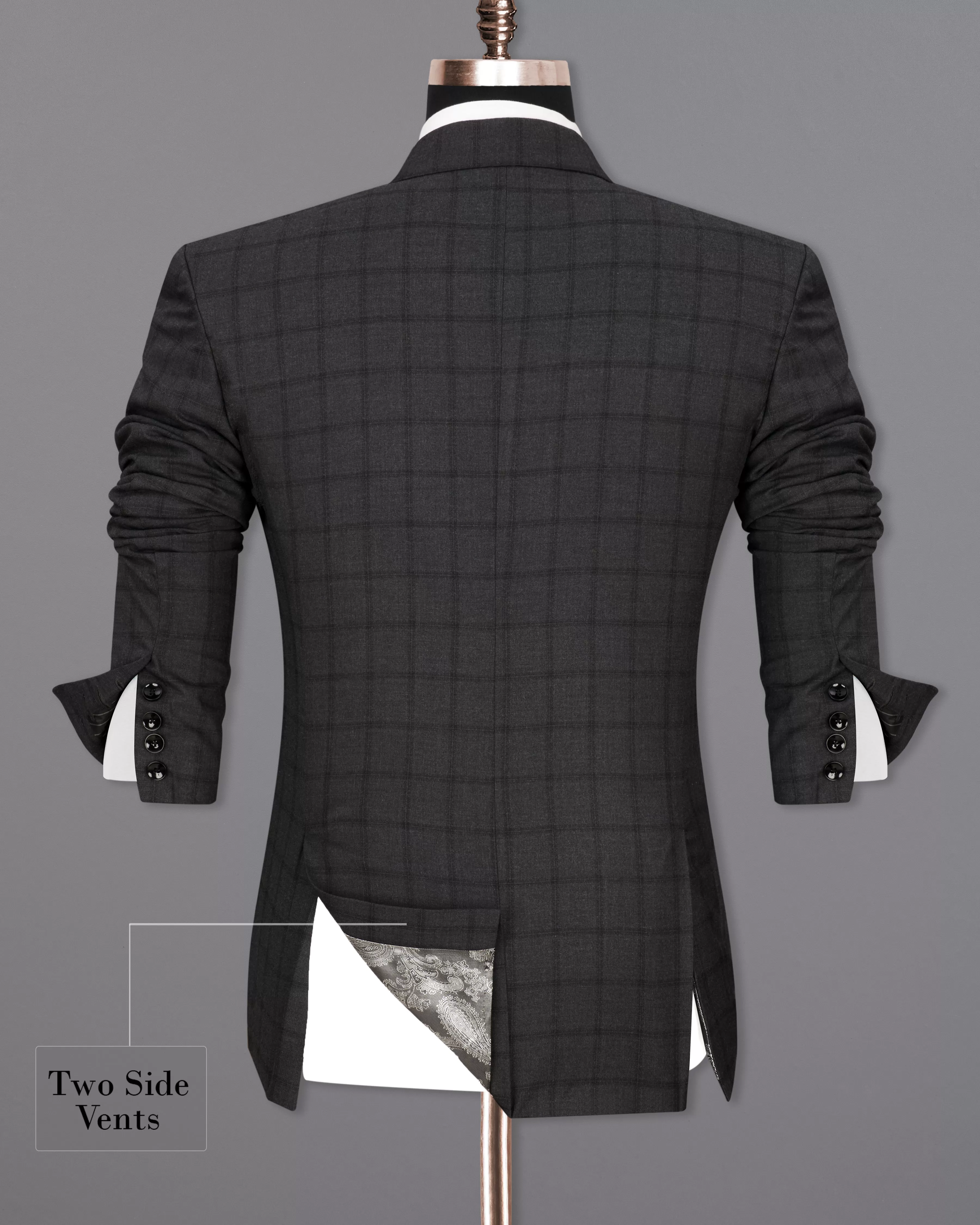 Baltic Black Windowpane Single Breasted Suit