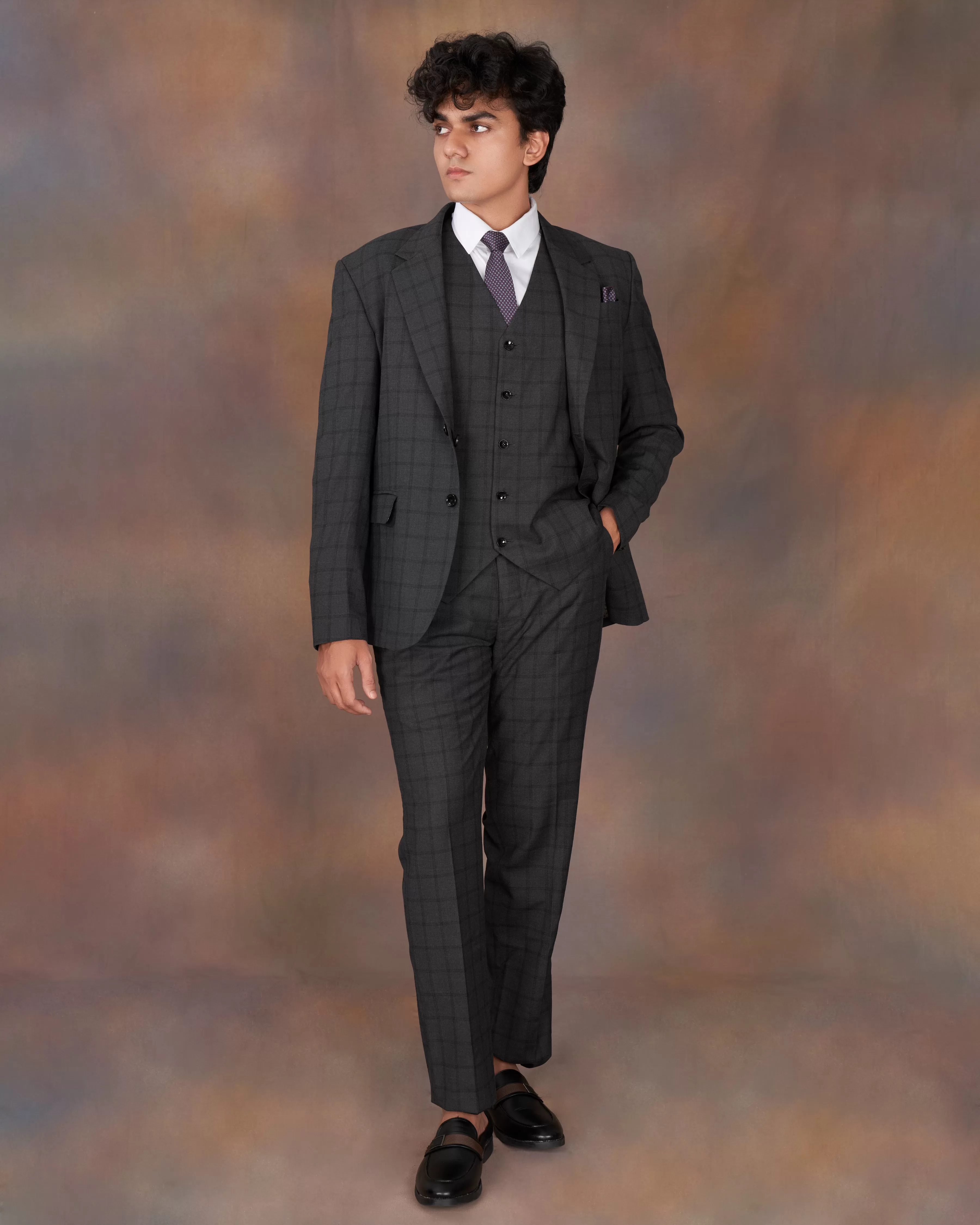 Baltic Black Windowpane Single Breasted Suit