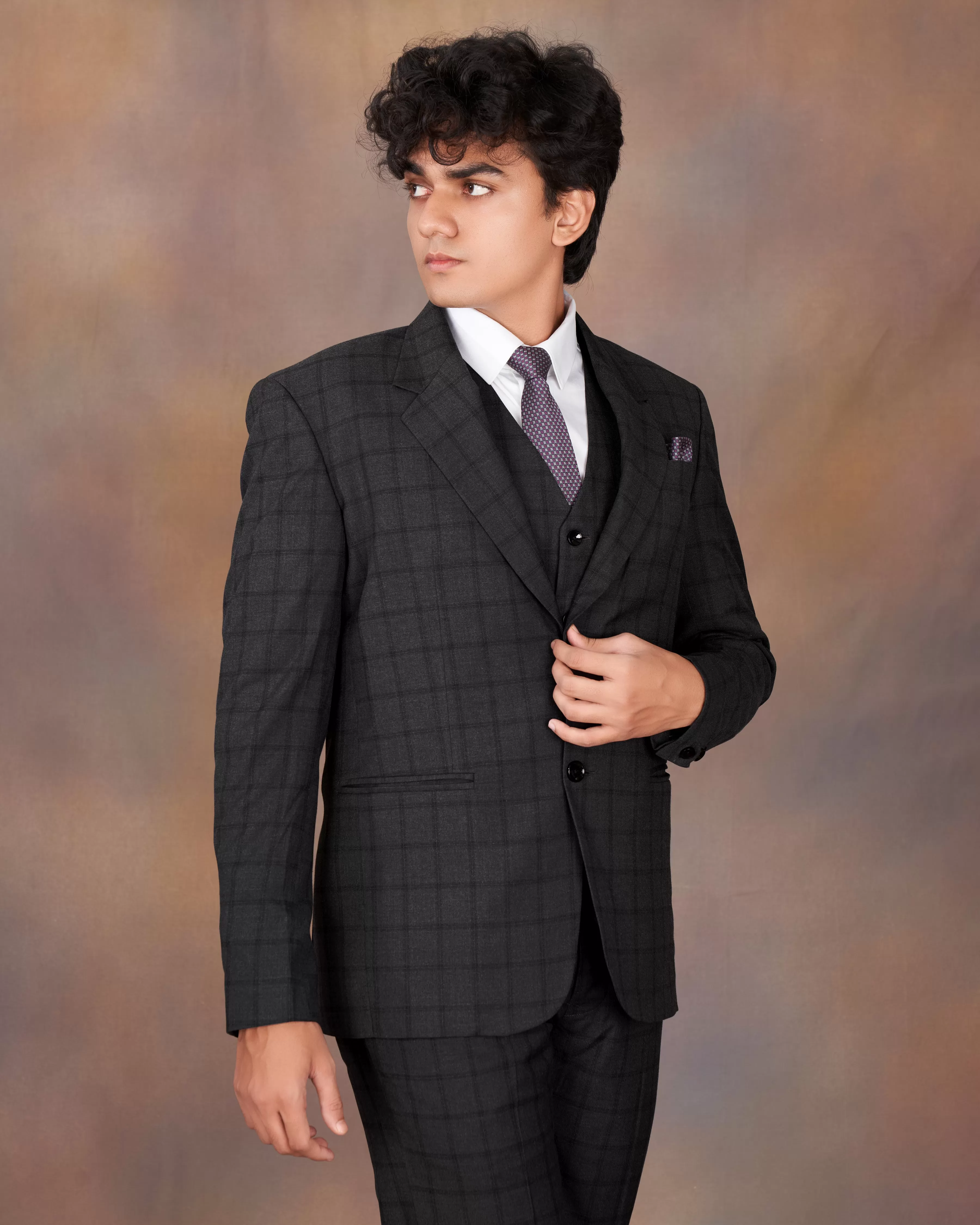 Baltic Black Windowpane Single Breasted Suit