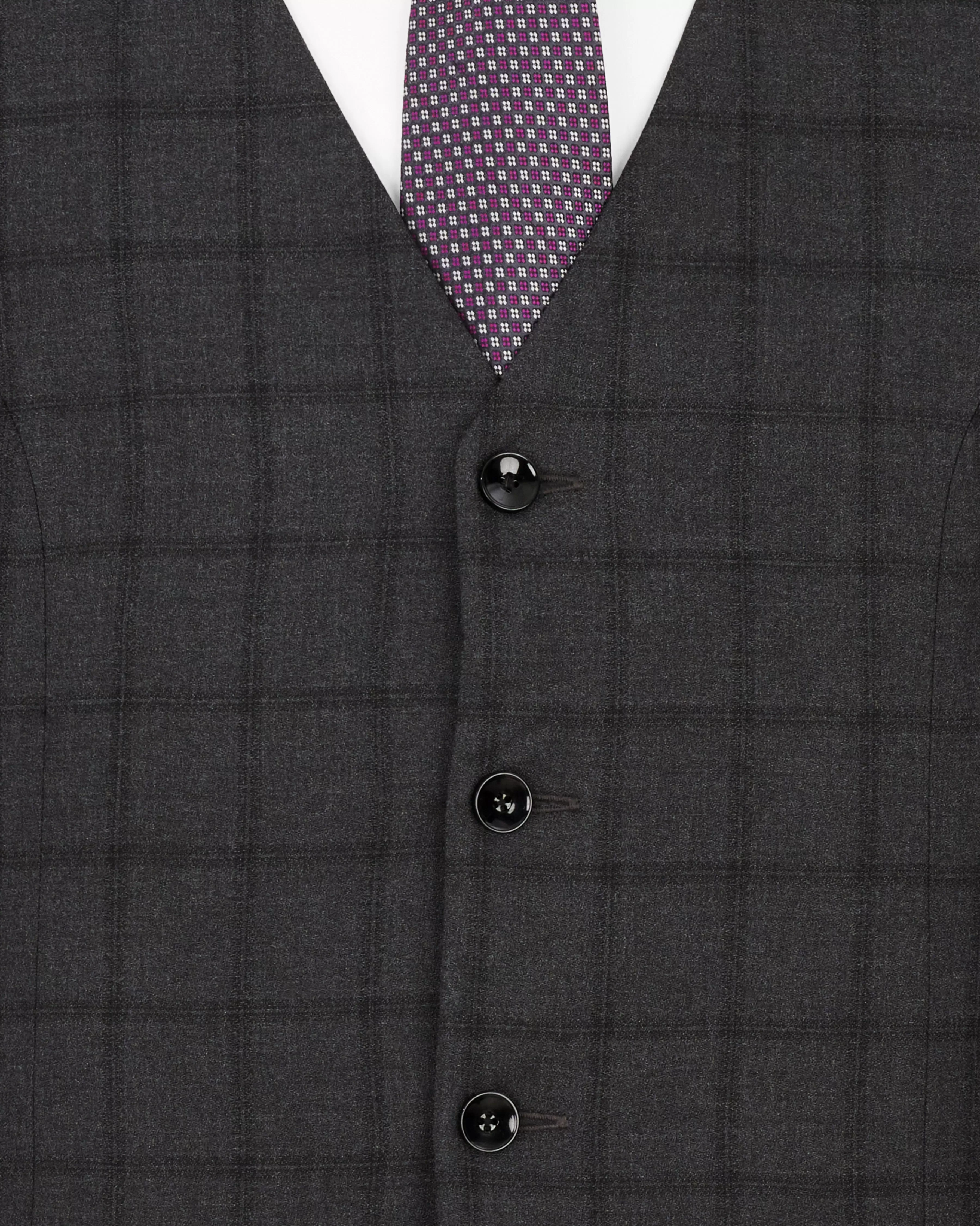 Baltic Black Windowpane Single Breasted Suit