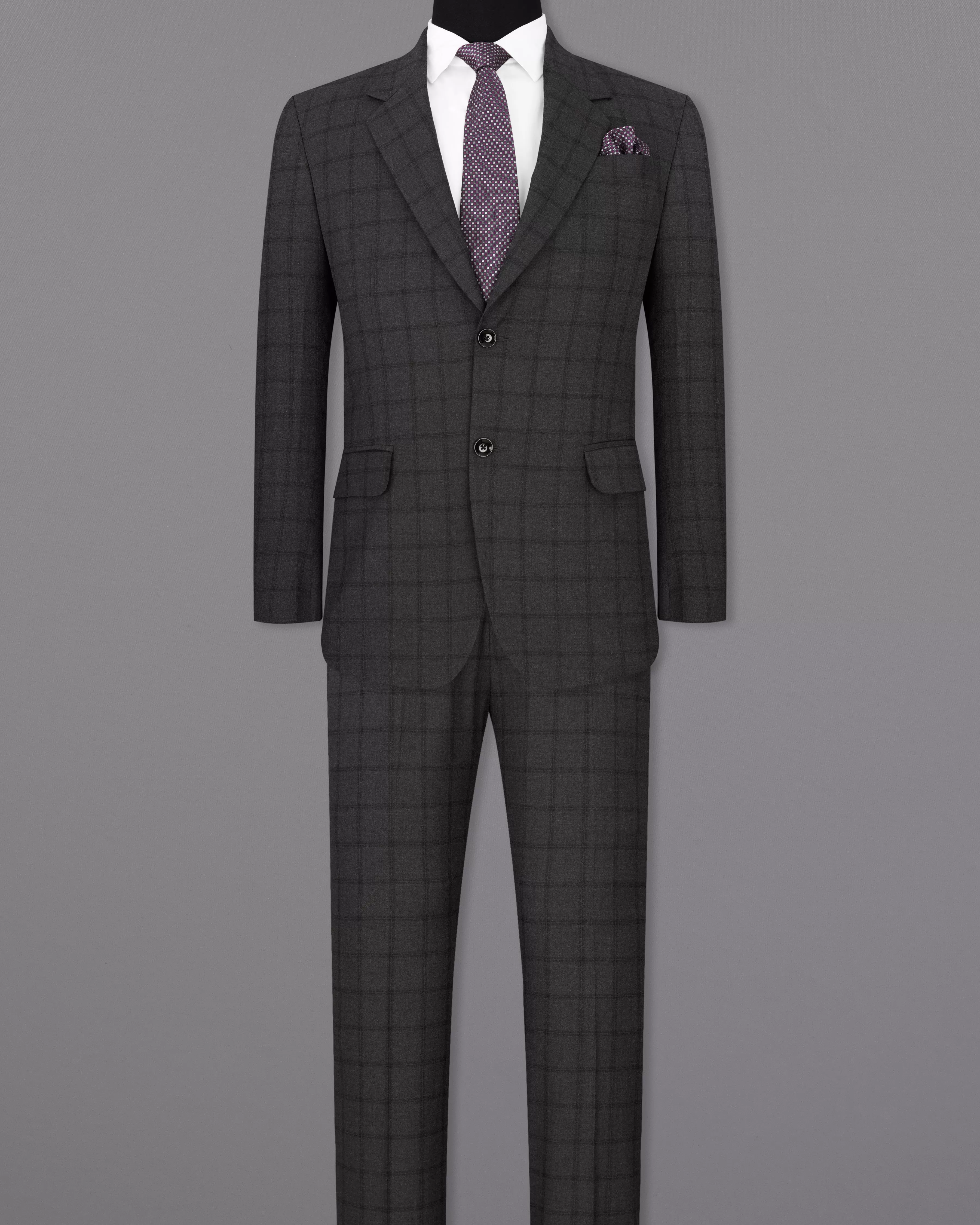 Baltic Black Windowpane Single Breasted Suit