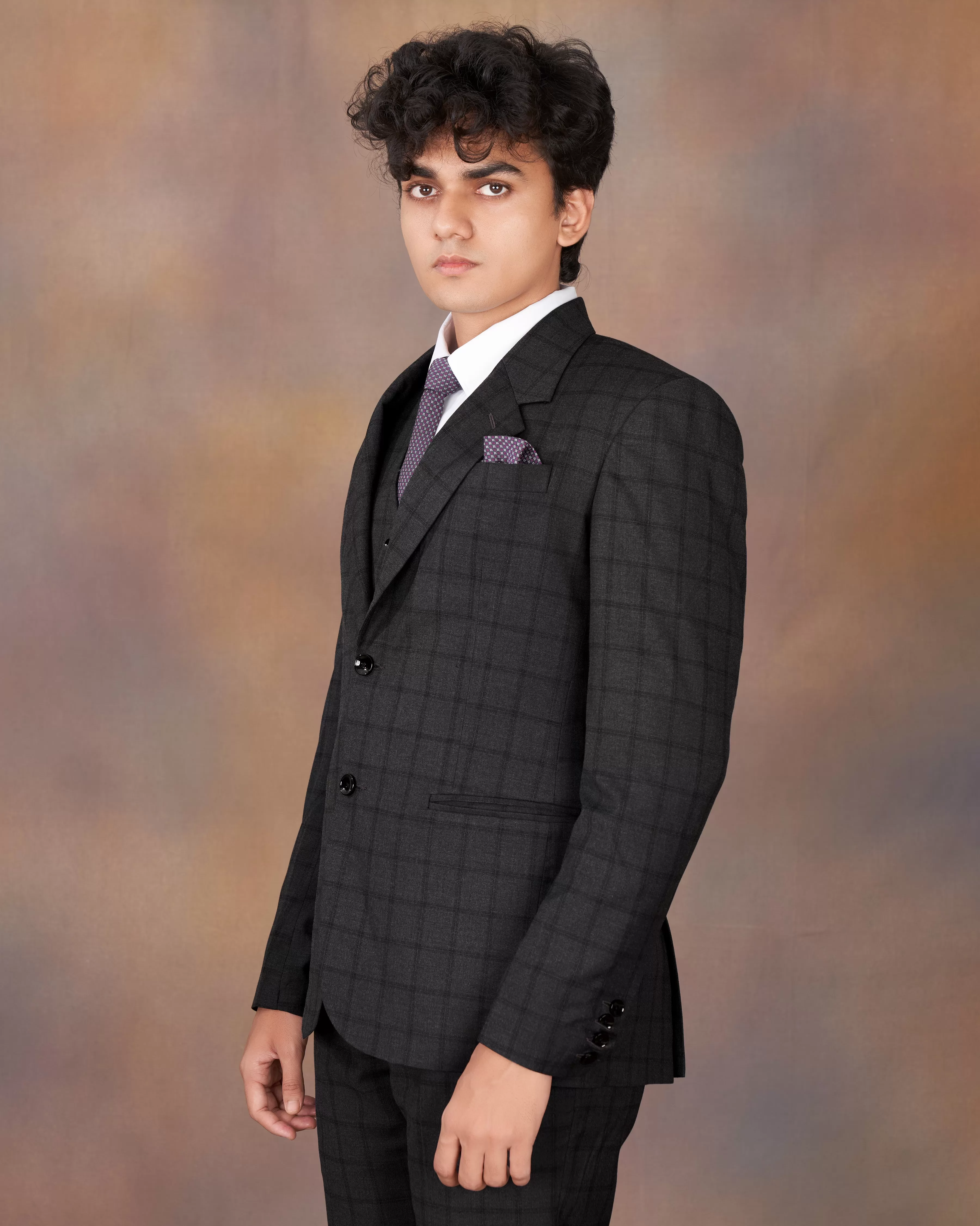 Baltic Black Windowpane Single Breasted Suit