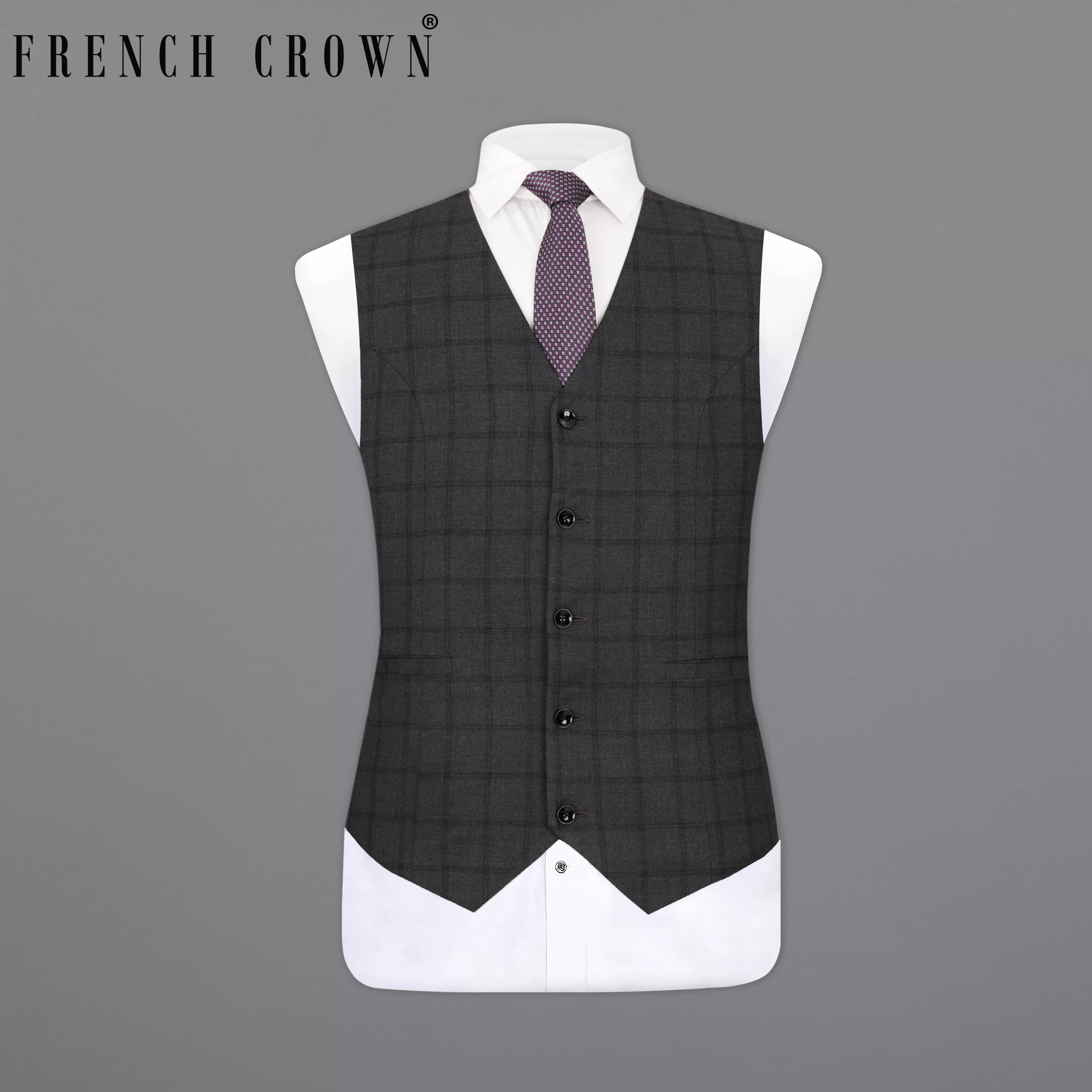 Baltic Black Windowpane Waistcoat